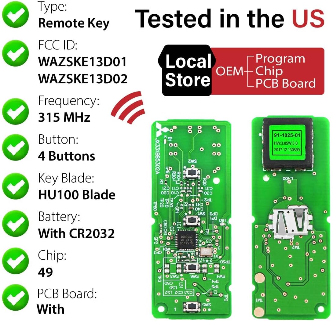 2 Keylessbest Replacement for 2017 2018 2019 2020 Toyota Yaris iA Key Fob Remote Control WAZSKE13D01 4 Buttons 315MHz