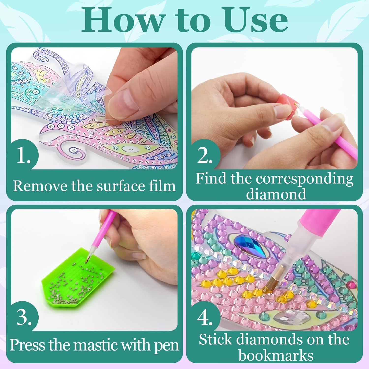 Supchamp Kit Diamant Painting – Marque-pages 5D Avec Pendentifs Cristal – Cadeau Créatif Filles 6-12 Ans