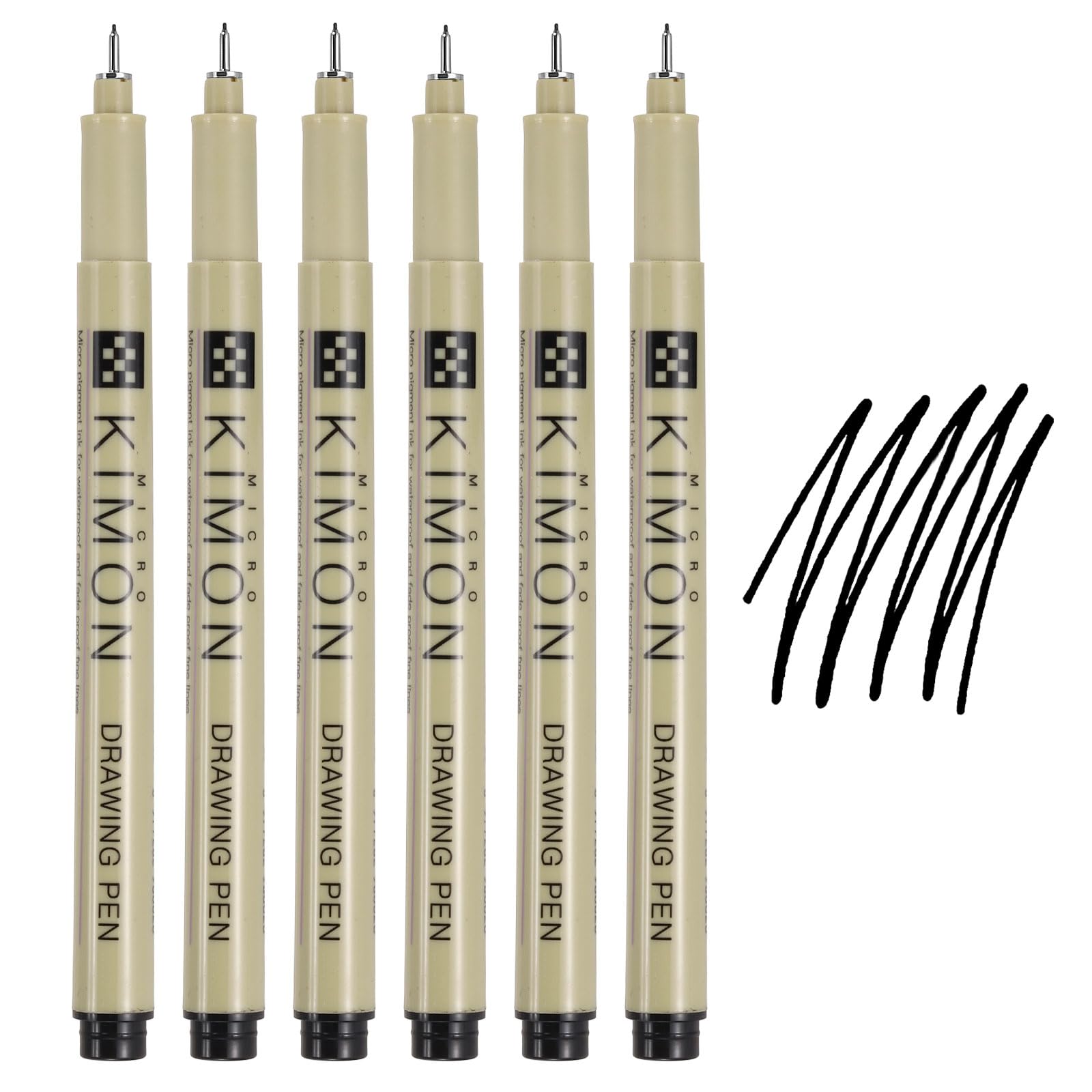 PATIKIL Fineliner Pens, 0.25mm Fine Points Drawing Pen Waterproof Inking Markers Liner Artist Watercolor Supplies Drawing Kit for Adult Sketching Journaling, Pack of 6