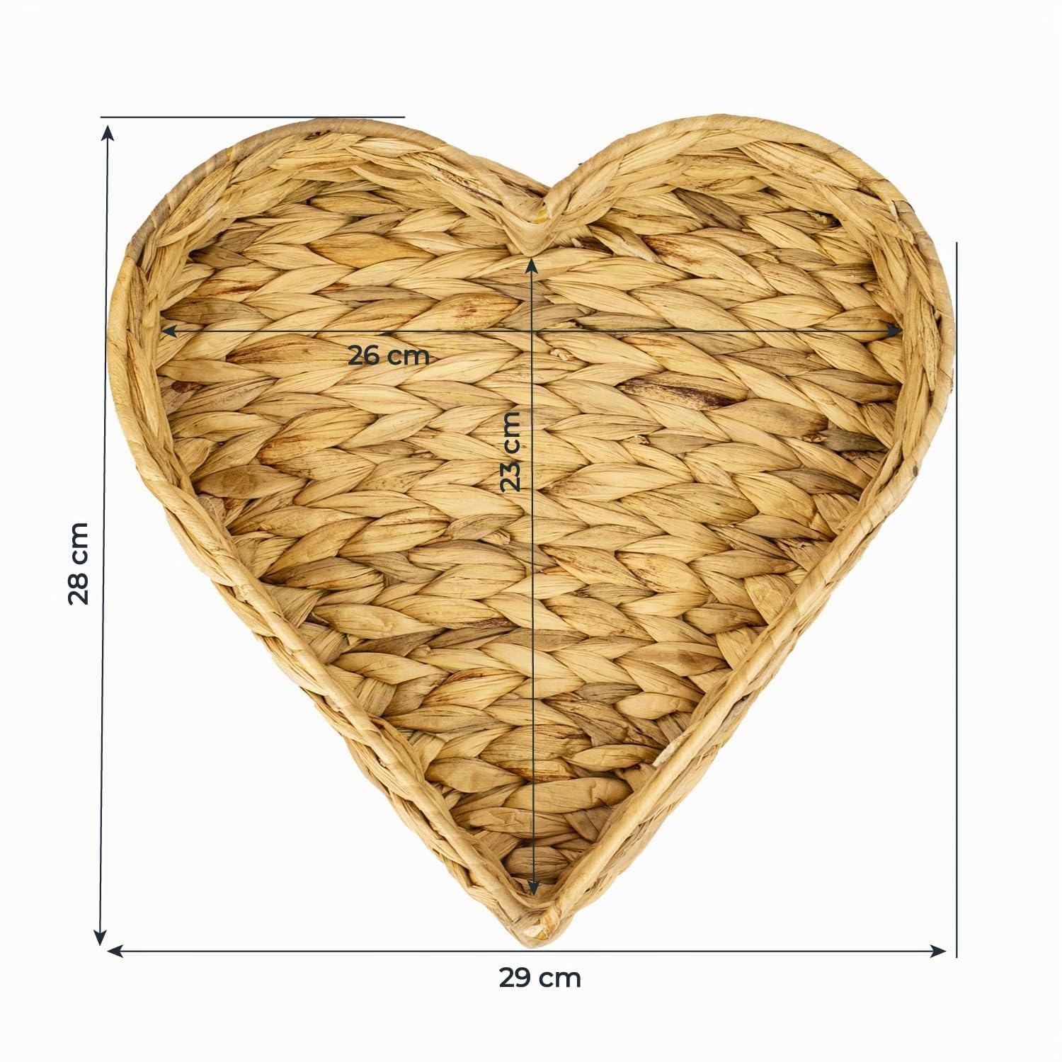 HMF Cesto regalo vuoto, cesto portaoggetti intrecciato in giacinto d'acqua, set da 2 pezzi, a forma di cuore, larghezza 29/26 cm