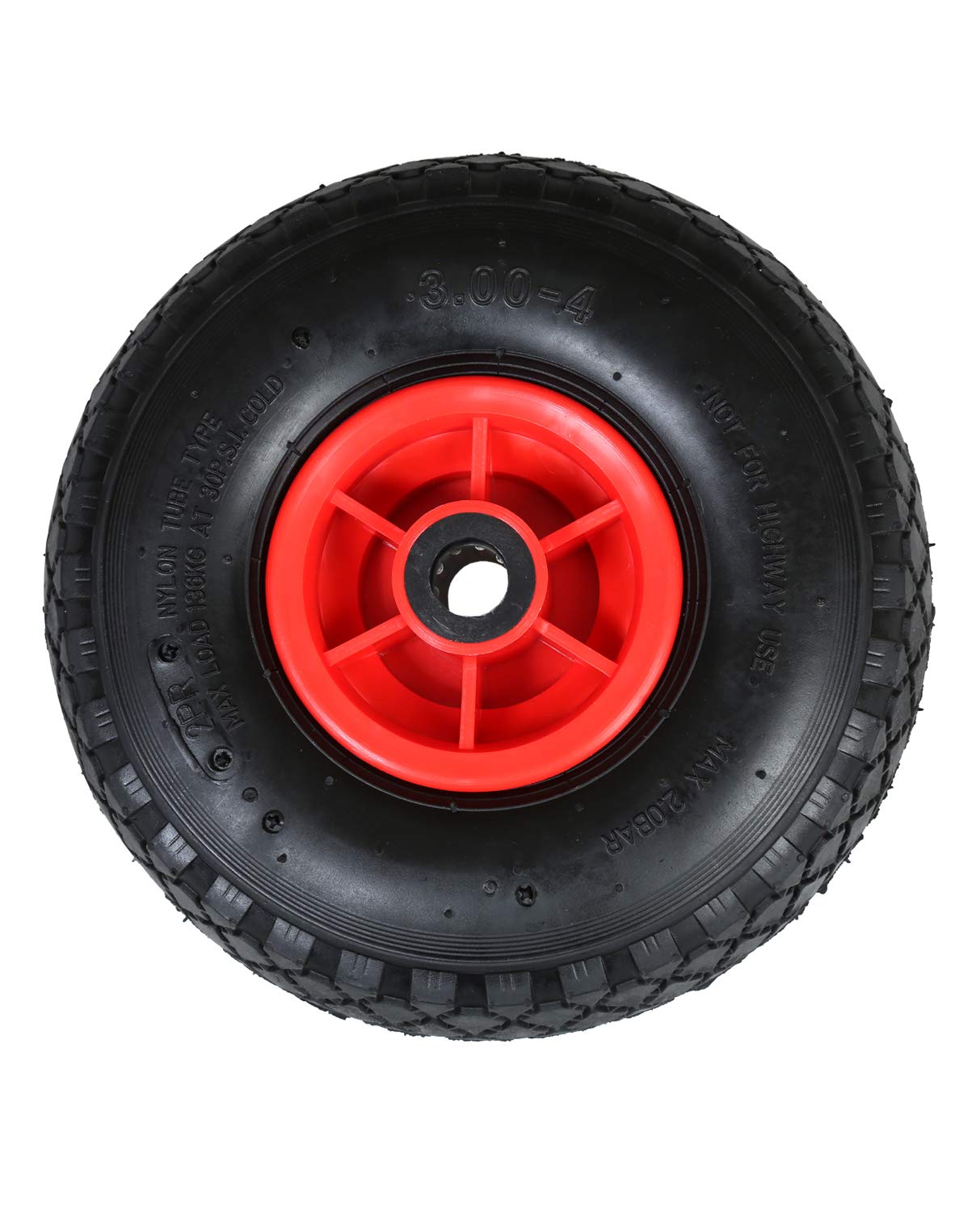 FROSAL Sackkarrenrad Luftrad mit Radbefestigung | Ersatzrad Bollerwagen 260x85 mm 3.00-4 | Rad für Sackkarre | Bollerwagenrad inkl. Achsstopfen | Radkappe | Rollenlager | Nabe 20mm/60mm (2 Stück)