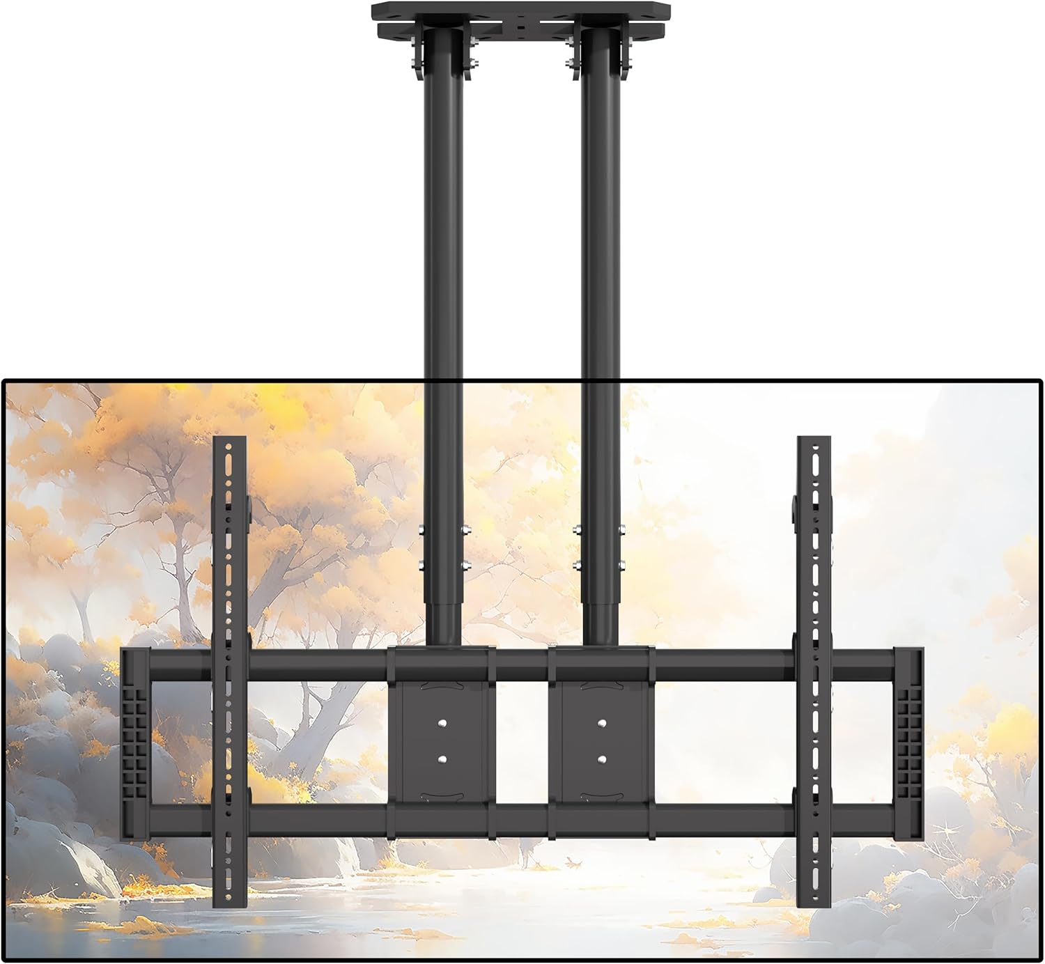 Ceiling TV Mount for 60-120 inch TVs, Double Pole Hanging Ceiling TV Bracket Hold up to 220 lbs, 20-Level Height Adjustable Ceiling Mount Fits LED LCD OLED 4K Screen, Max VESA 1000x600mm