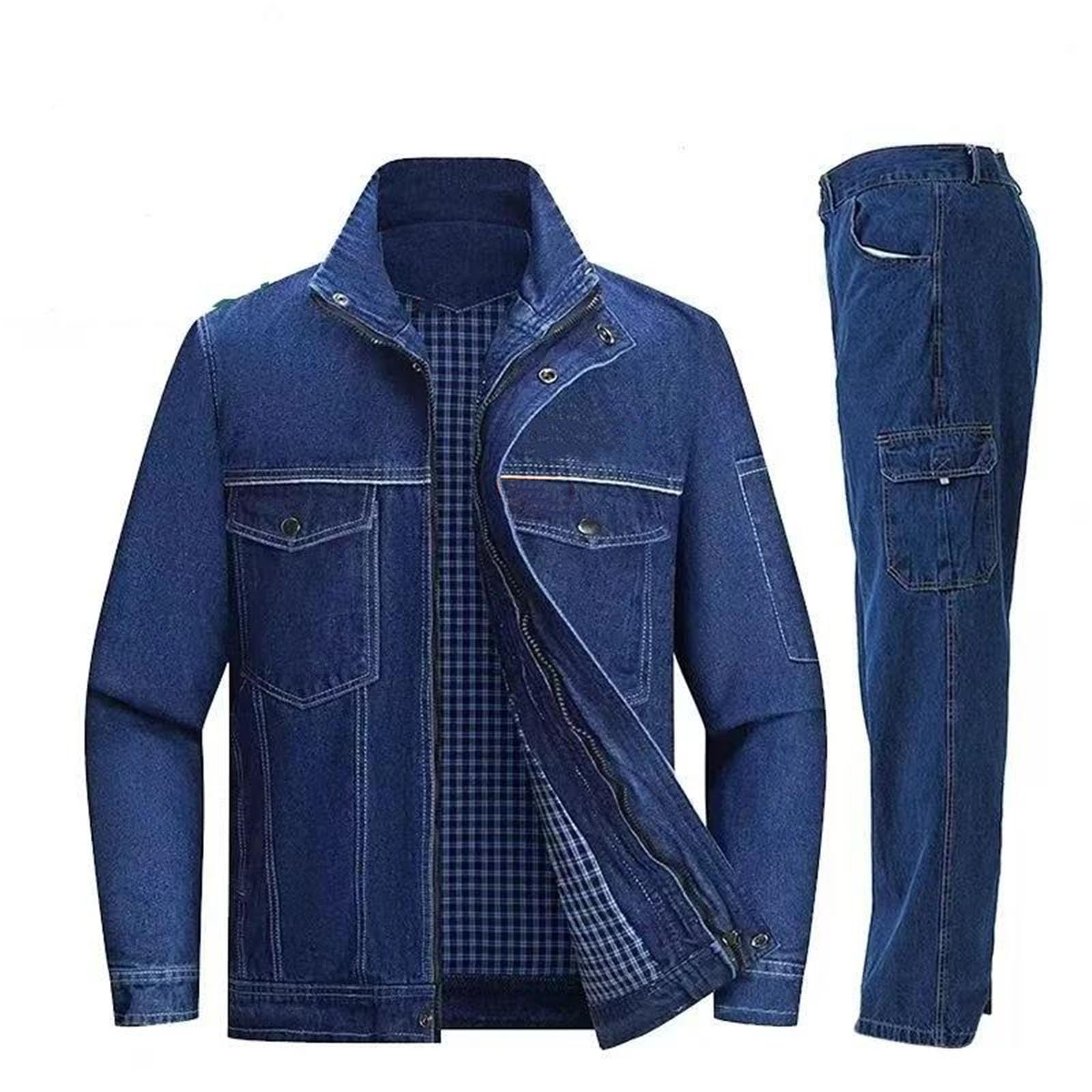 Conjunto de chaqueta vaquera bordada para hombre y jeans sueltos, atuendo casual para primavera, otoño, hip hop, estilo callejero