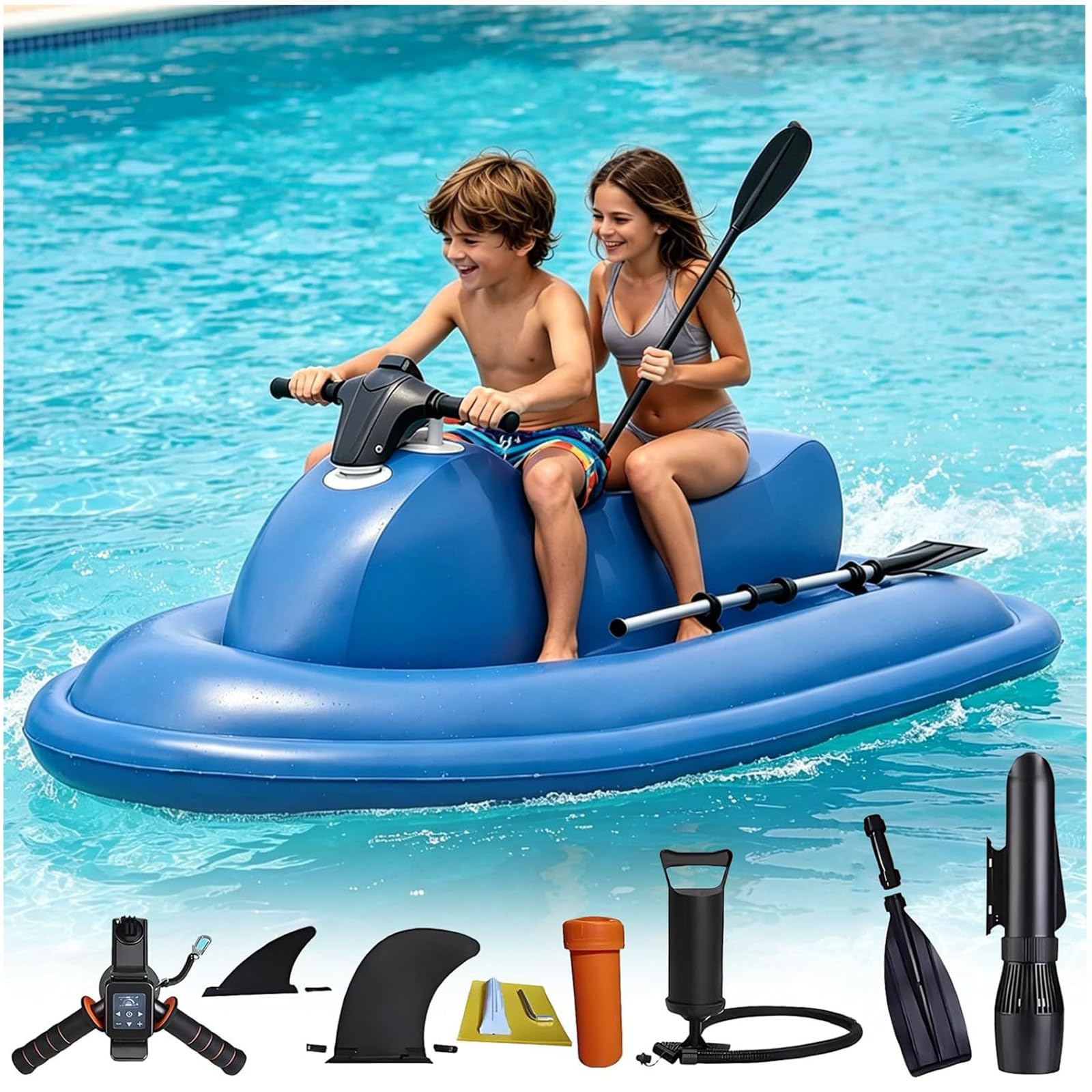 Eastnmythet Inflatable Boat & Underwater Scooter, Electric Surfboard for Adult, Max Load 150kg, Sea Diving Swimming Equipment for Water Sports 500W 16000mAh