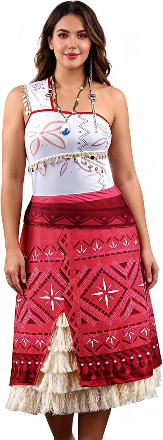 keaiyouhuo Princess Costume Dress for Women Adventure Outfit Dress Adult with Necklace Halloween Ocean Theme Party - Image 2