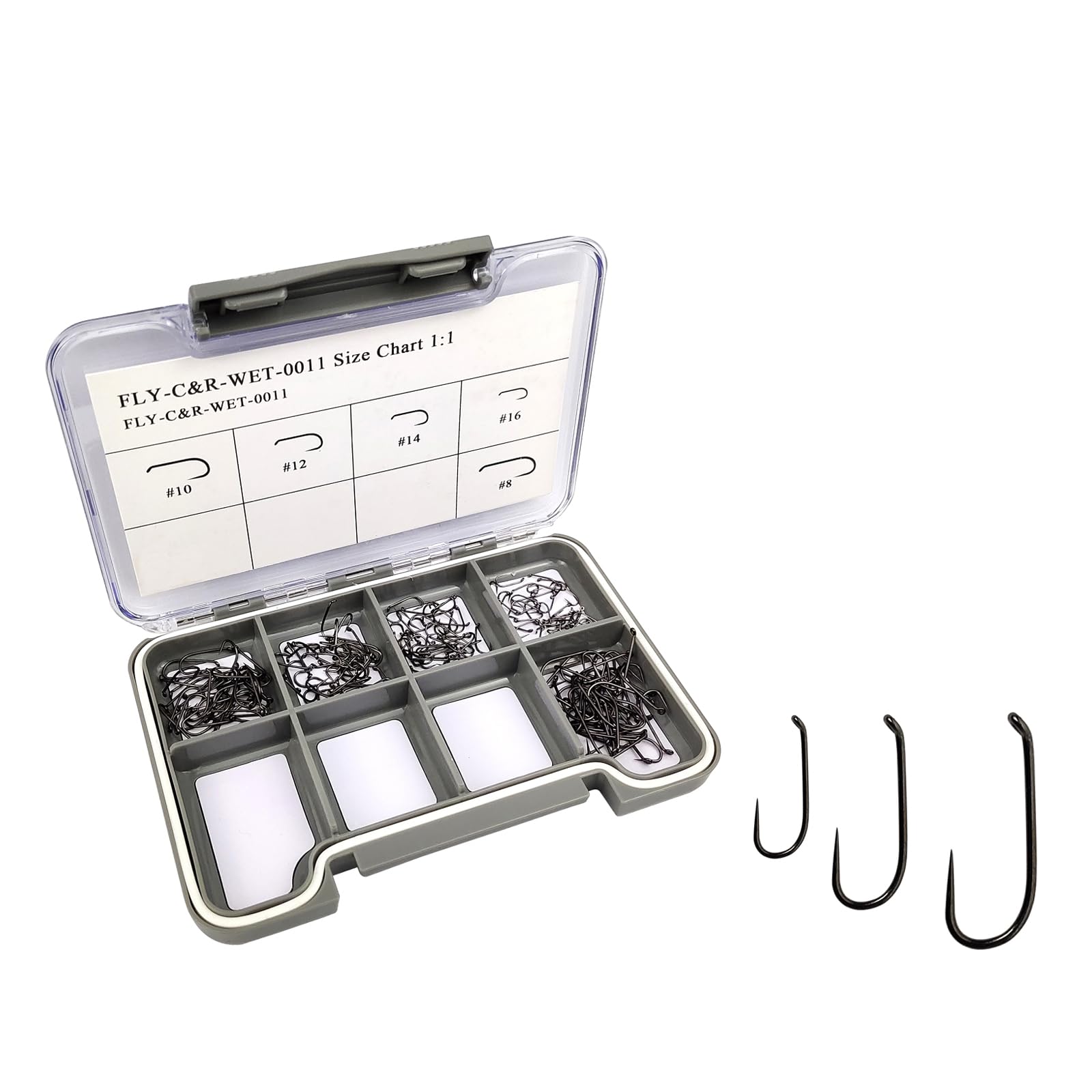 EUPHENG Barbless Fly Fishing Hooks Dry Nymph Wet Shrimp Jig Hooks for Fly Tying Assorted with Waterproof Hook Box