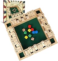 Vista 1 de GOTHINK Juego de dados Shut The Box para 1-4 jugadores, mesa de madera de 11.5 pulgadas con 10 dados - Habilidades matemáticas y de decisión