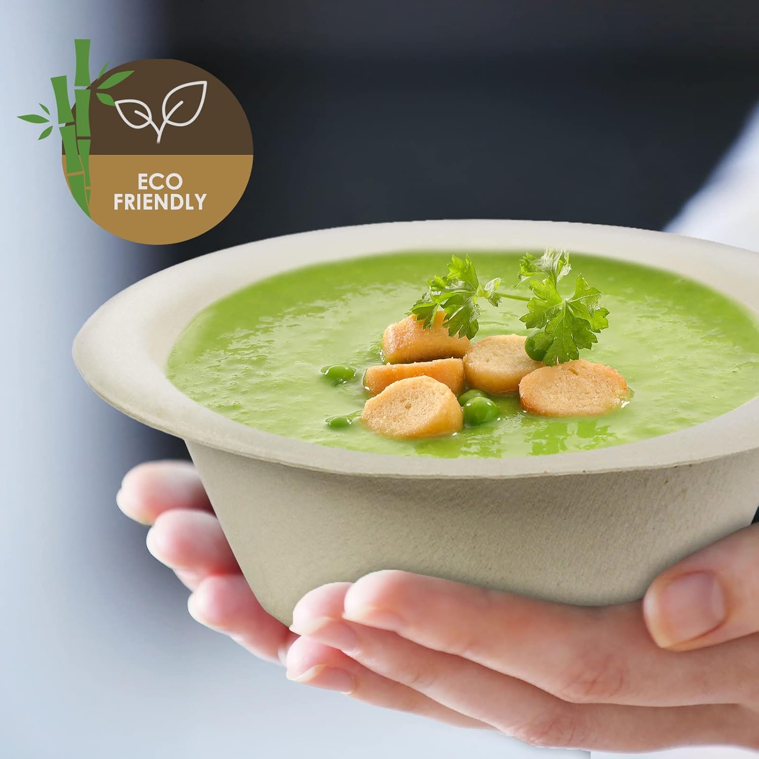 PAMI 100% Biodegradable Sugarcane Bowls [Pack of 50] Natural Compostable Soup Bowls- Planet-Friendly Bagasse Bowls For Hot & Cold Uses- Heavy-Duty Disposable Microwavable Paper Serving Bowls (5 oz.) - Image 4