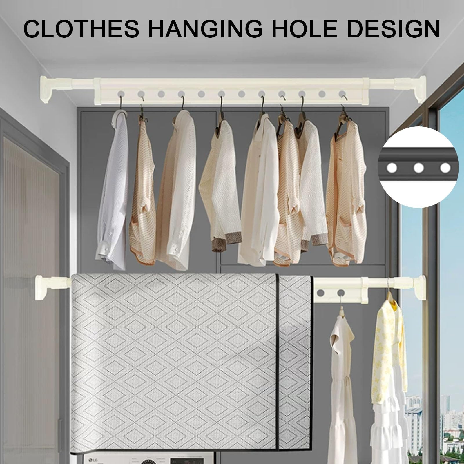 Acero Al Carbono Barra Cortina Ducha, Barras Cortinas Extensibles | Extensible de 121 a 260 Cm, Sin Taladrar, Antideslizante, para Ventanas, Armarios, Lavandería(Gray,200-240cm/79-94in)