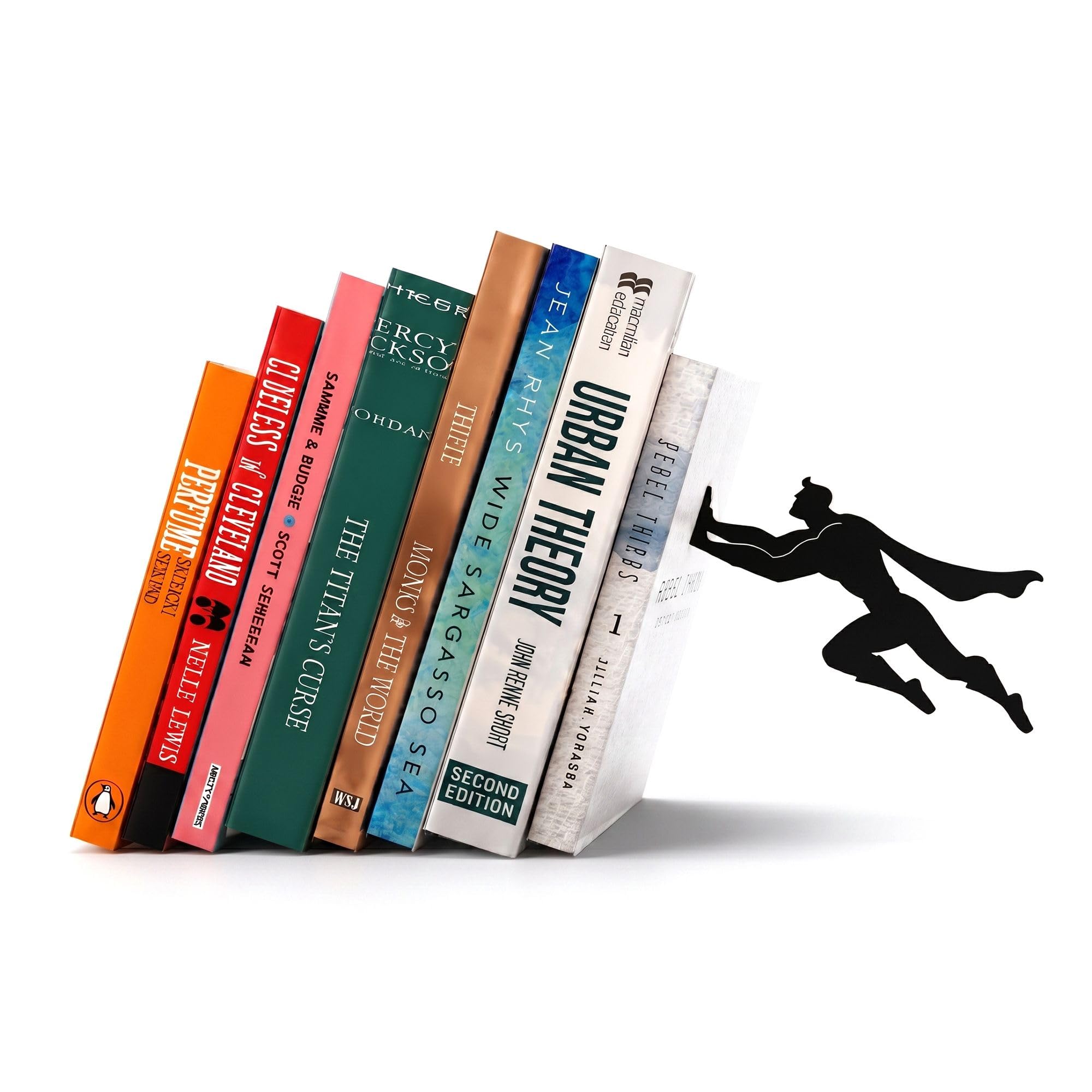 Superhero Bookends for Men - Heavy Duty Metal Book Ends for Shelves