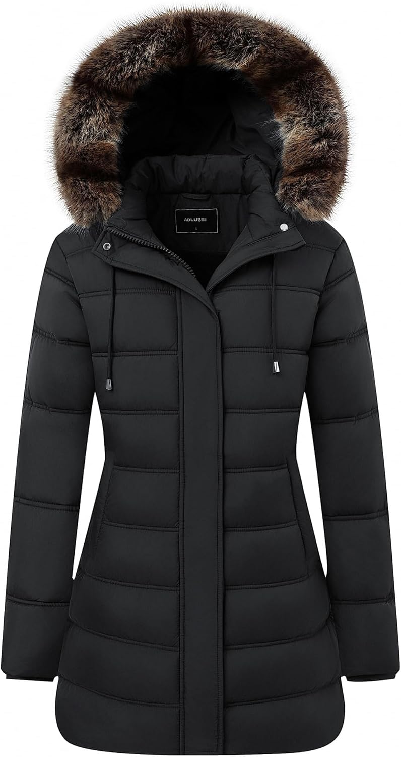 Women's Winter Coat Waterproof Long Puffer Jacket with Detachable Hood