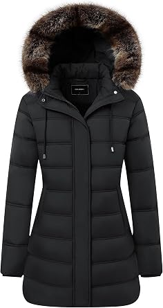 Womens Winter Coat Waterproof Long Puffer Jacket with Detachable Hood