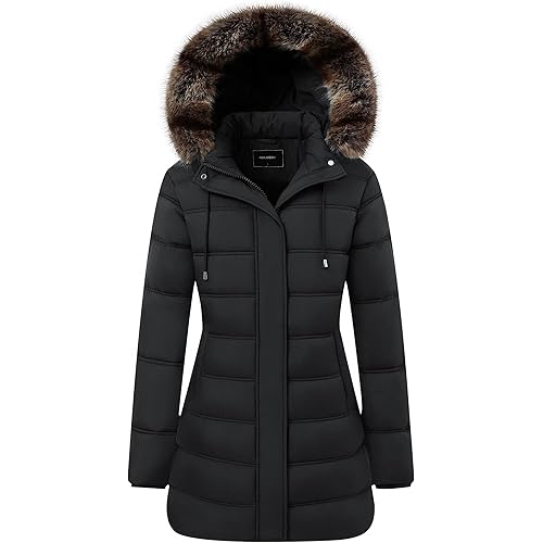 Women's Winter Coat Waterproof Long Puffer Jacket with Detachable Hood