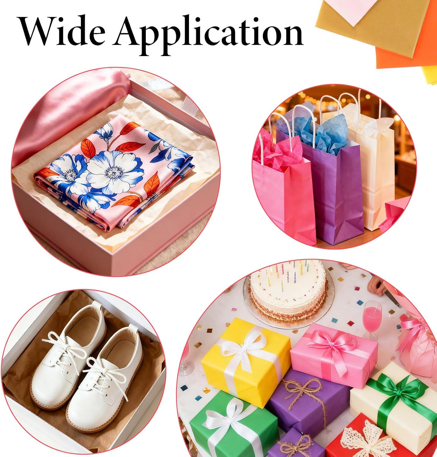 500 PCS 14 x 20'' Colored Tissue Paper Bulk for Gift Bags, 20 Colors Gift Wrapping Papers, Colorful Tissue Paper Sheets for Wedding Holiday Crafts Birthday Party Flower Decoration