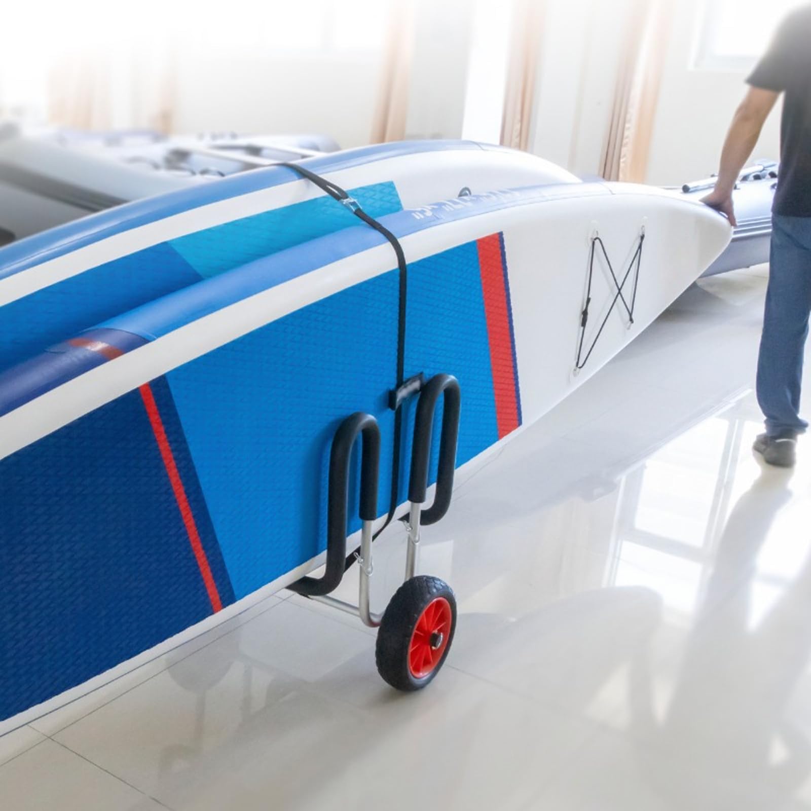 Chariot de transport en aluminium pour planche de surf jusqu'à 15 cm d'épaisseur avec roues sans air