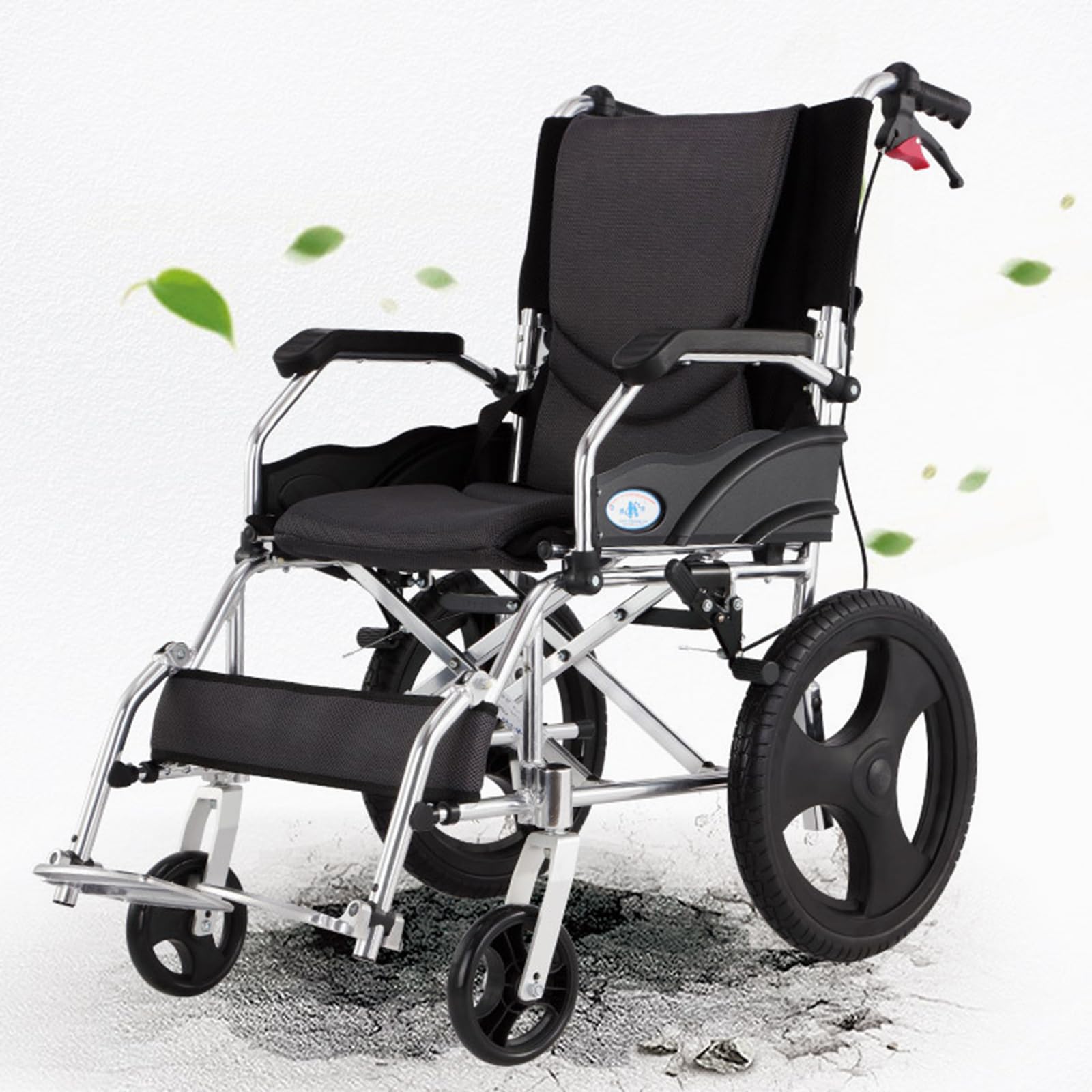 Silla de Ruedas Plegable,Silla de Ruedas de Aluminio, Plegable, para traslado, Aluminio, Ligera, Plegable, autopropulsable, para minusválidos y Ancianos(Size:46cm/18.1in,Color:Black)