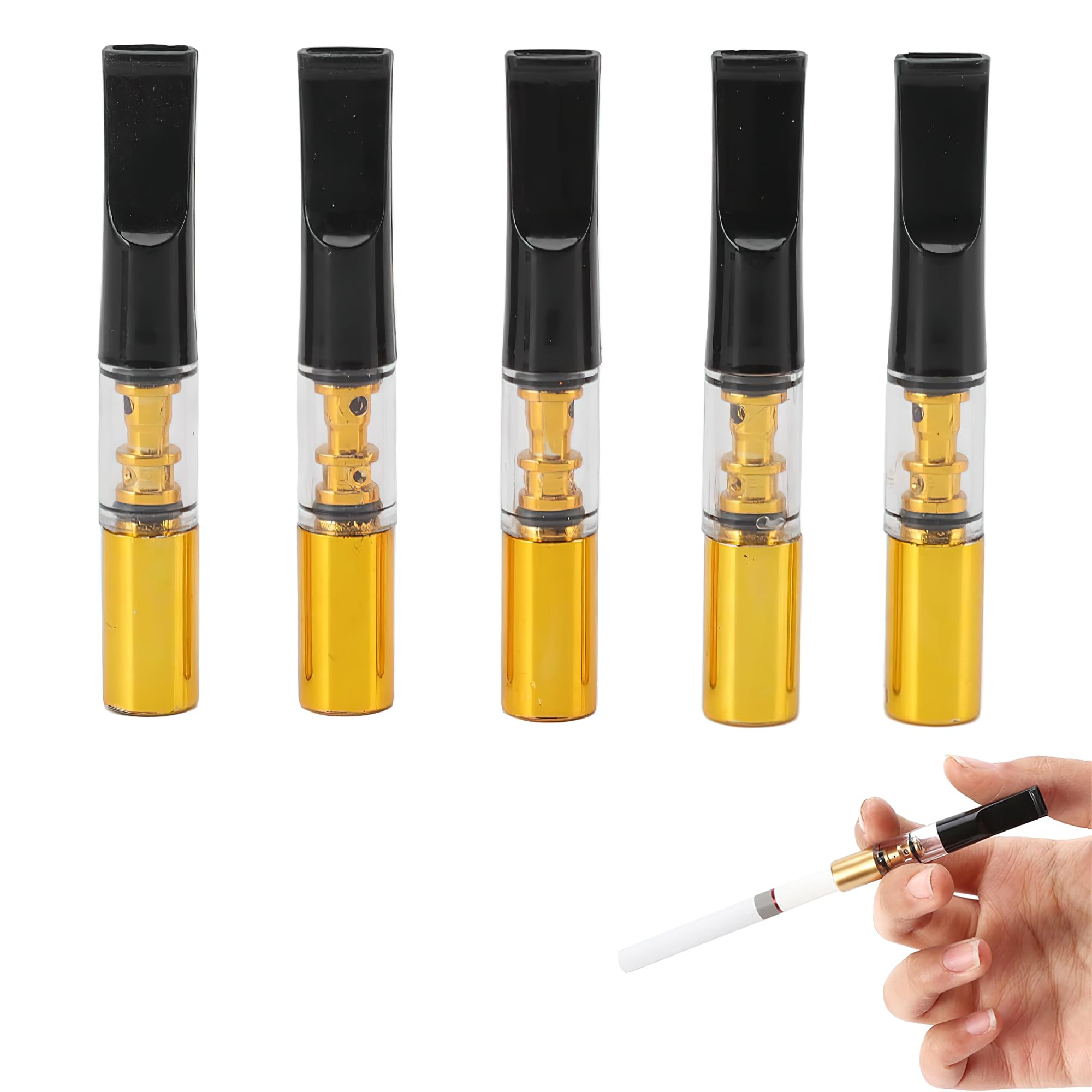 WISKA 5 Pcs Cigarette Filter Holder for Smoking - Reusable Pipe with Smoke Tips, Designed to Reduce Tar, Cleanable and Ideal for Lip Care