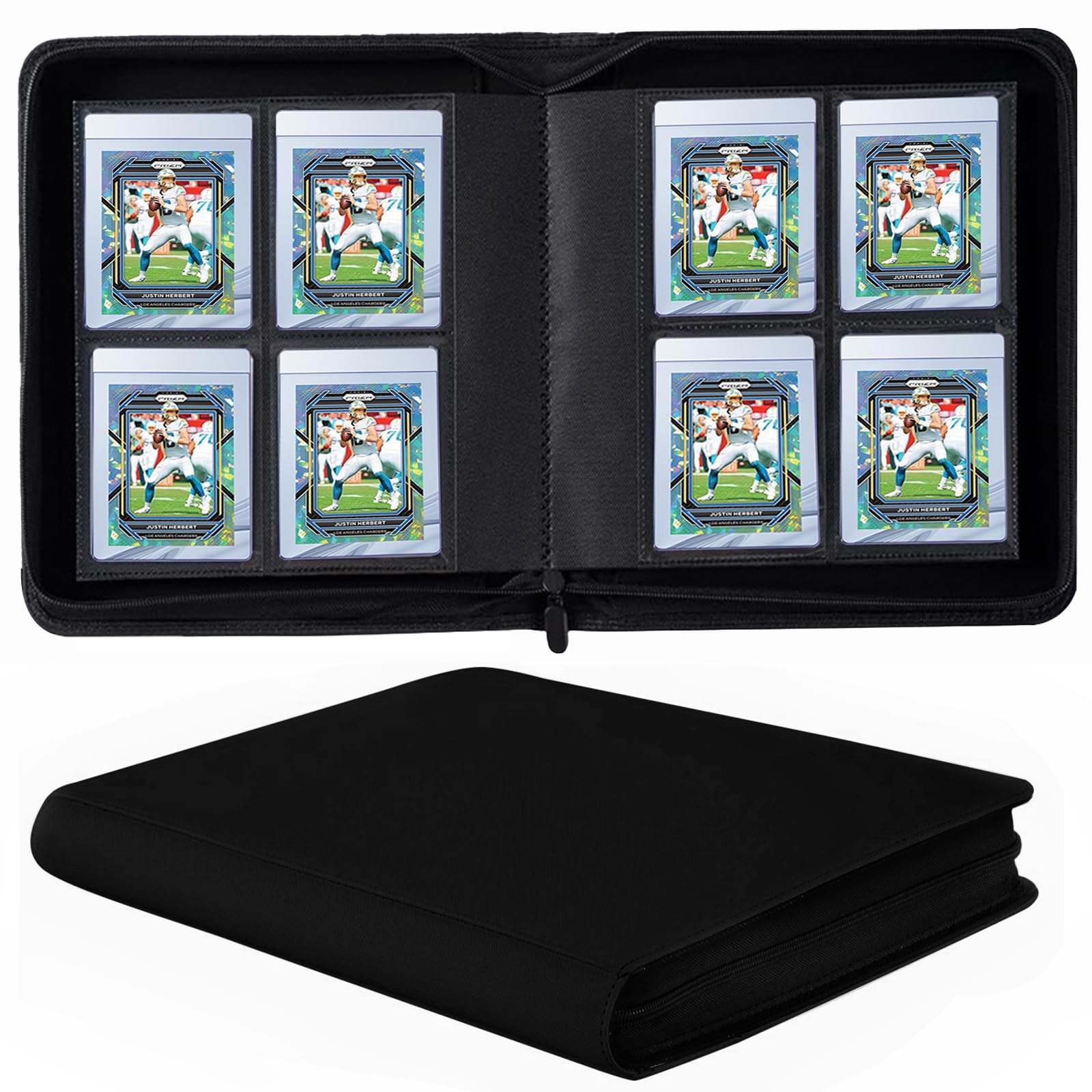4 Pockets Card Binder for Semi Rigid Card Holders, Ringless Card Binder Album Holds 160Pcs Hard Sleeves, Semi Card Holder Binder with Sleeves for PSA, BGS & Grading, CSG, Clear TCG Protector (Black) โ image 1