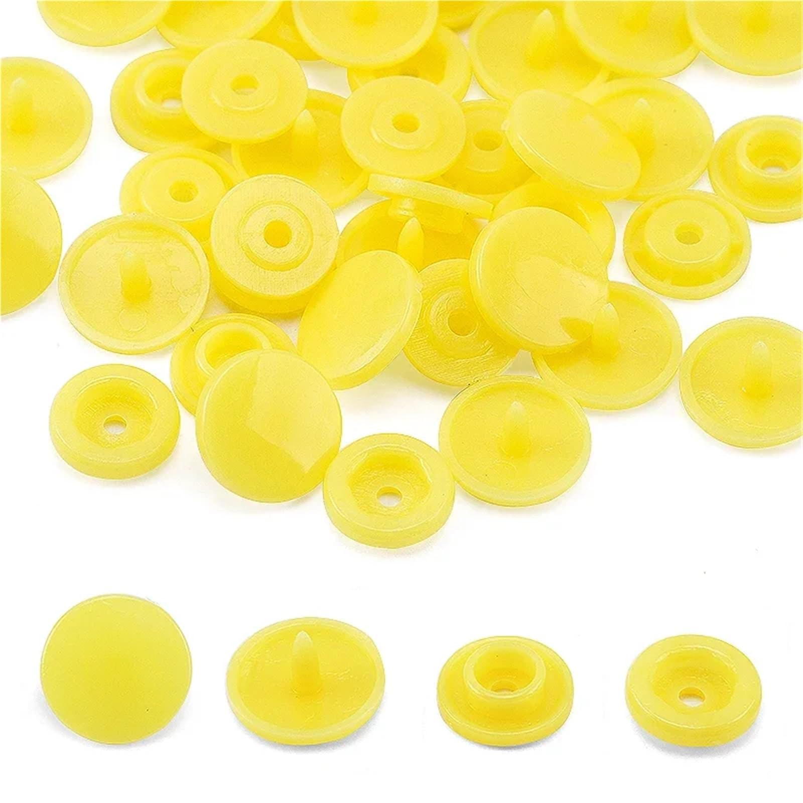 Press Studs Snap 500Set T5 Plastic Snap Buttons for Clothing DIY Garment Press Stud Fasteners Used to Kids Diapers/Bibs/Bags/Folder/(Yellow)