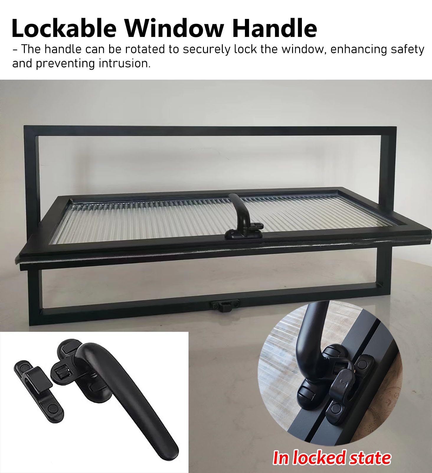 Ventanas Ventana de Baño Pivotante de 360 ​​grados con Vidrio Estriado, Ventana de Travesaño de Cobertizo con Manija, Ventanas de Reemplazo Rectangulares, Ventana Empotrada para Garaje/oficina(White,9