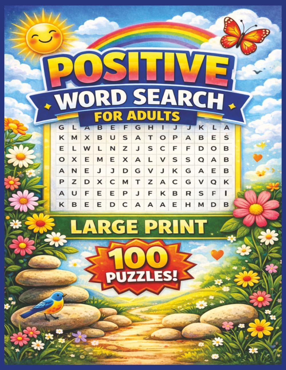 Positive Word Search: 100 Large Print Puzzles with Encouraging and Uplifting Words | For Adults and Seniors (Mindfulness / Wellness Puzzle Series)