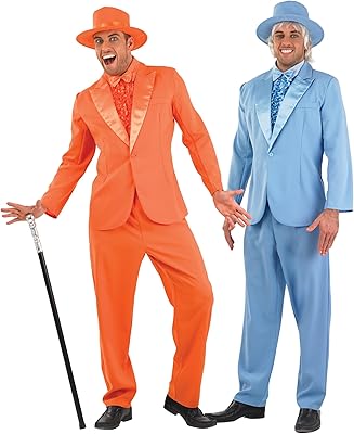 fun shack Tuxedo Costume for Men Orange or Blue Suit Mens Funny 90s Movie Character, Halloween Costumes for Men