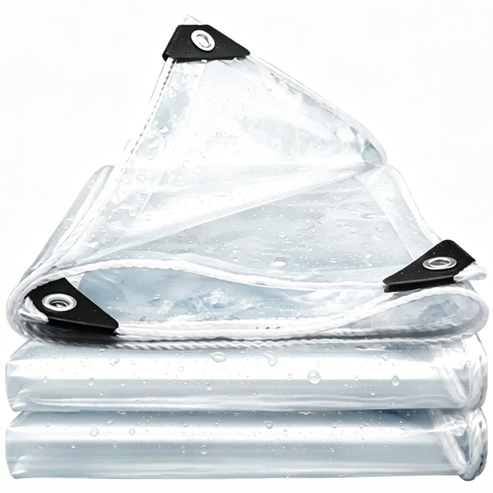 Clear Heavy Duty Waterproof Tarp with Grommets, Transparent Rainproof and Windproof Tarpaulin, for Greenhouse Panels, Patio Furniture Covers, Gazebos (6x6m)