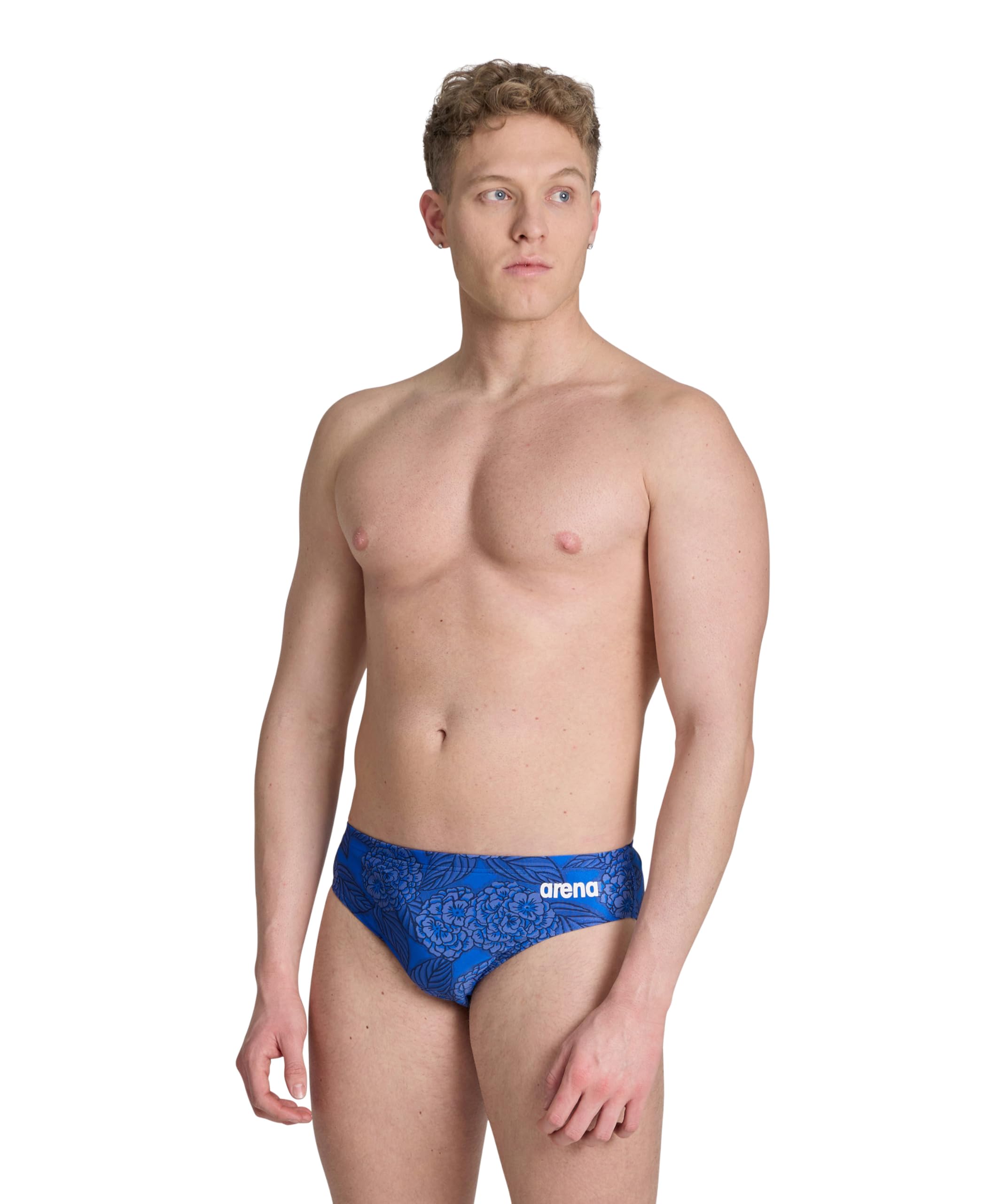 Arena Men's Team Royal Performance Hydrangea Bouquet Swim Briefs Athletic Swimwear For Training