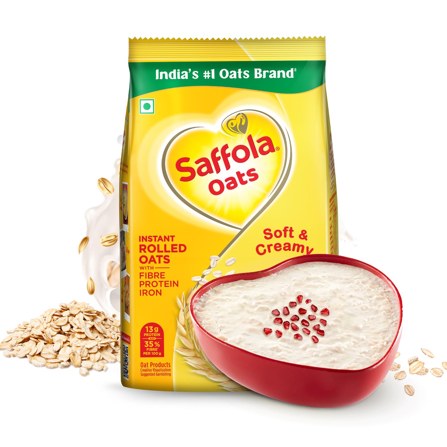 Saffola Oats | 1kg | Instant Rolled |Soft & Creamy |Power of Protein, Iron & Fibre | Nutritious grain Saffola Oats | 1kg | Instant Rolled |Soft & Creamy |Power of Protein, Iron & Fibre | Nutritious grain