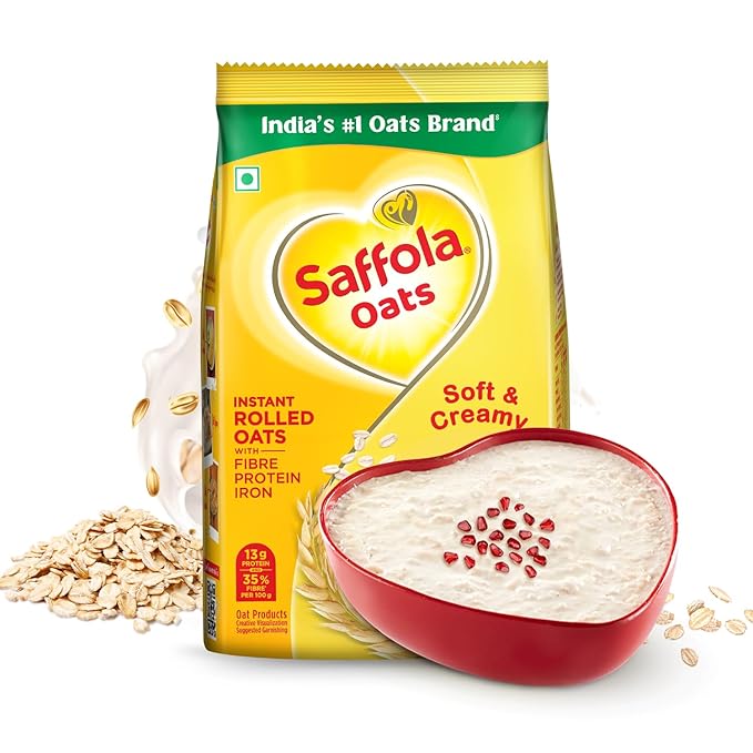 Saffola Oats | 1kg | Instant Rolled |Soft & Creamy |Power of Protein, Iron & Fibre | Nutritious grain