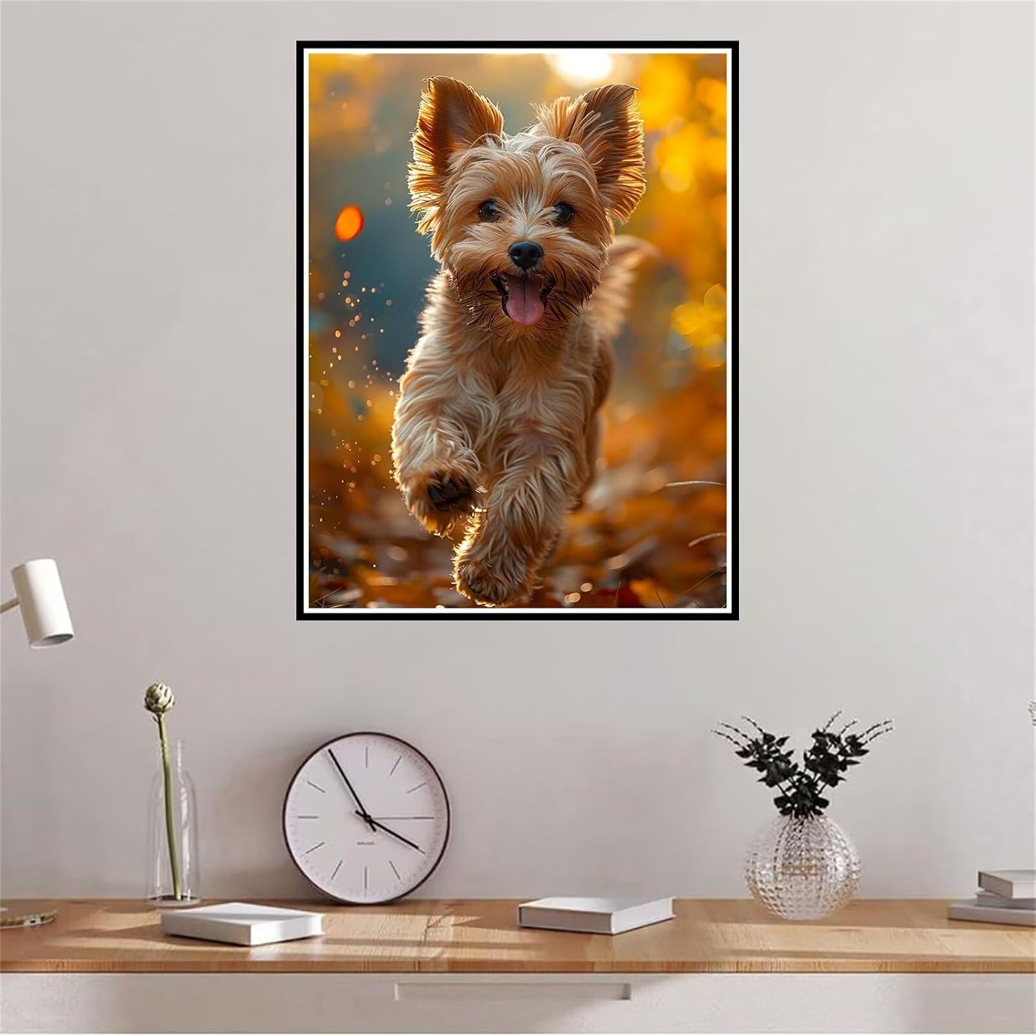 Diamond Painting Kits for Adults, 60x80cm Diamond Painting Dog, Full Drill Round Diamond Dots Paintings for Beginners, Paint by Numbers Gem Art Diamond Painting Yorkshire Kits, for Home Wall Decor