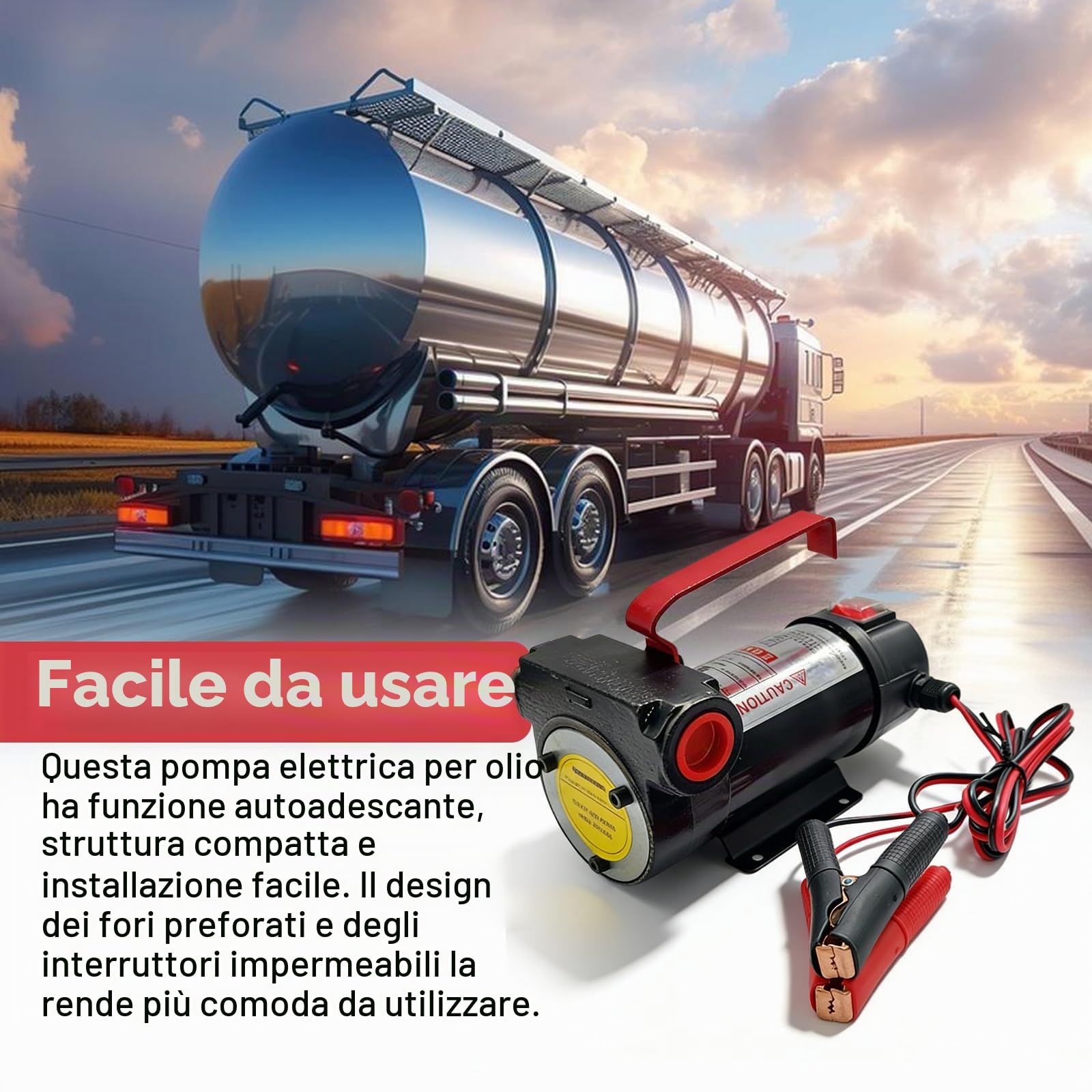 PORFOYO Pompa diesel, 12 V, 200 W, pompa di aspirazione dell'olio, pompa di travaso elettrica, 45 l/min, pompa di aspirazione, pompa dell'olio combustibile, pompa di ricambio dell'olio, per cherosene