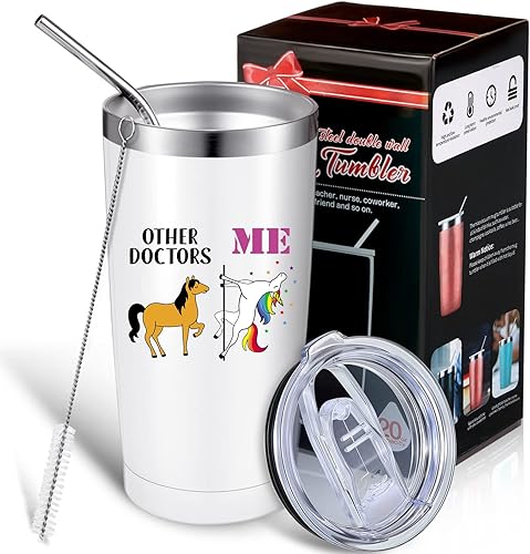 Christmas Doctors Gifts - Vaso de 20 onzas de acero inoxidable sellado al vacío, taza de café de unicornio, regalo de cumpleaños de dentista, vaso