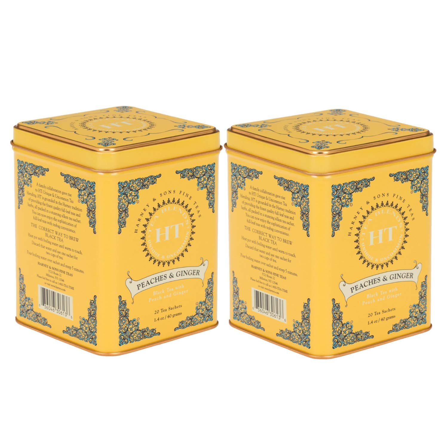 Harney & Son's Mothers Day Hot Cinnamon Spice Tea Gift Set (2 Pack, 20 Sachets Ea.) - Black Tea Blended with Cinnamon, Orange, & Sweet Cloves - Caffeinated, Medium Bodied Brew - Each Tin 1.4oz