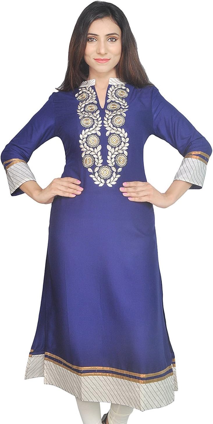 Chichi Indian Women's Embroidered Rayon Kurti Top