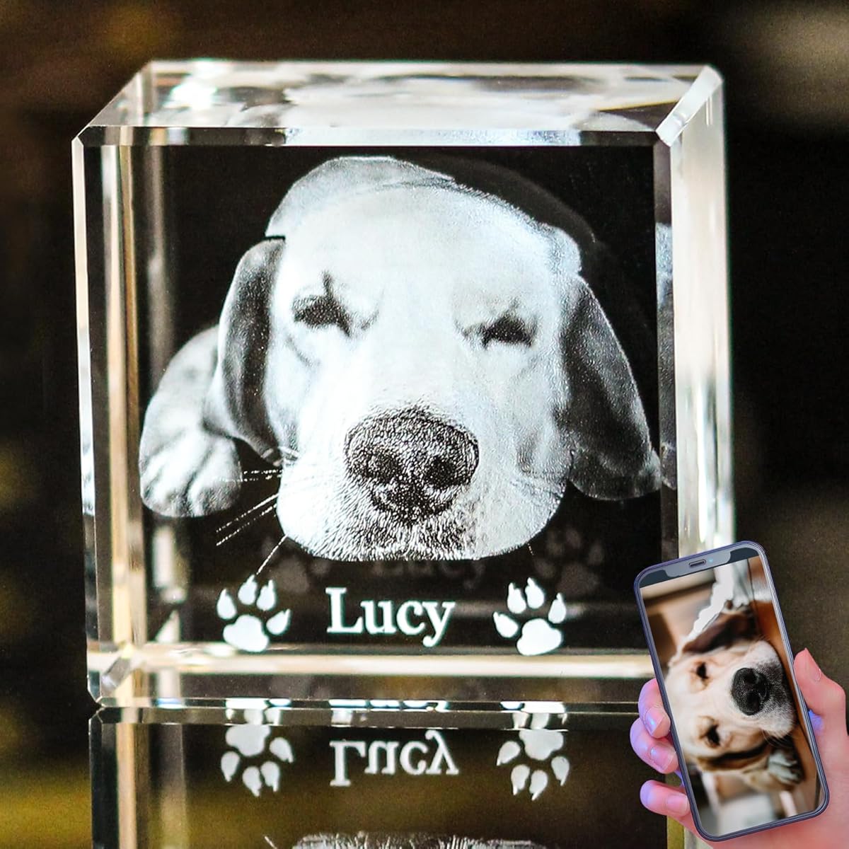 3D Crystal Photo,Pet Memorial Gifts for Dogs,Cats,Valentine's Day Customized Gift,Personalized Dog Memorial Gift, Customized Pet Gifts,Personalized Photo Gifts