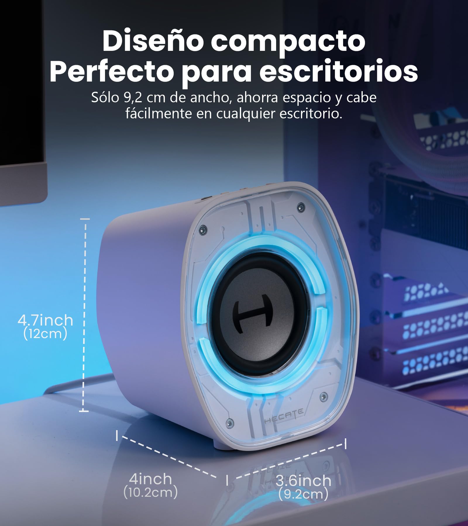 Edifier G1000 II Altavoces de Ordenador de Escritorio para Juegos, Controlador de Rango Completo de 2,5" y bajo Mejorado, Bluetooth 5.4 con USB-C/AUX, 9 Modos de iluminación RGB dinámica (Blanco)