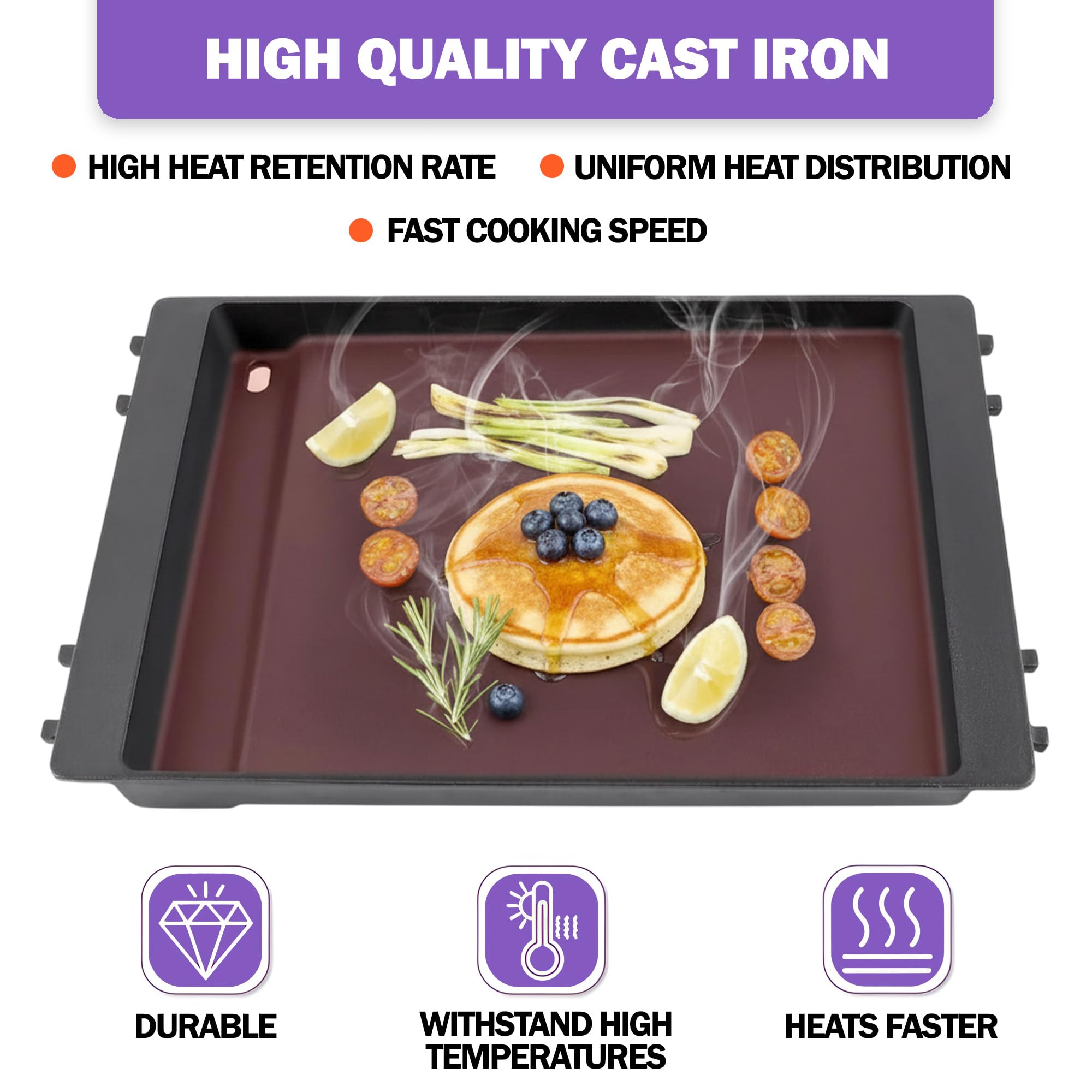 7566 Plaque de cuisson en fonte profonde pour barbecues Weber Genesis 300 Series, plaque émaillée de 49,3 cm × 32,5 cm Convient aux barbecues à gaz E-310 E-320 E-330 S-310 S-320 S-330