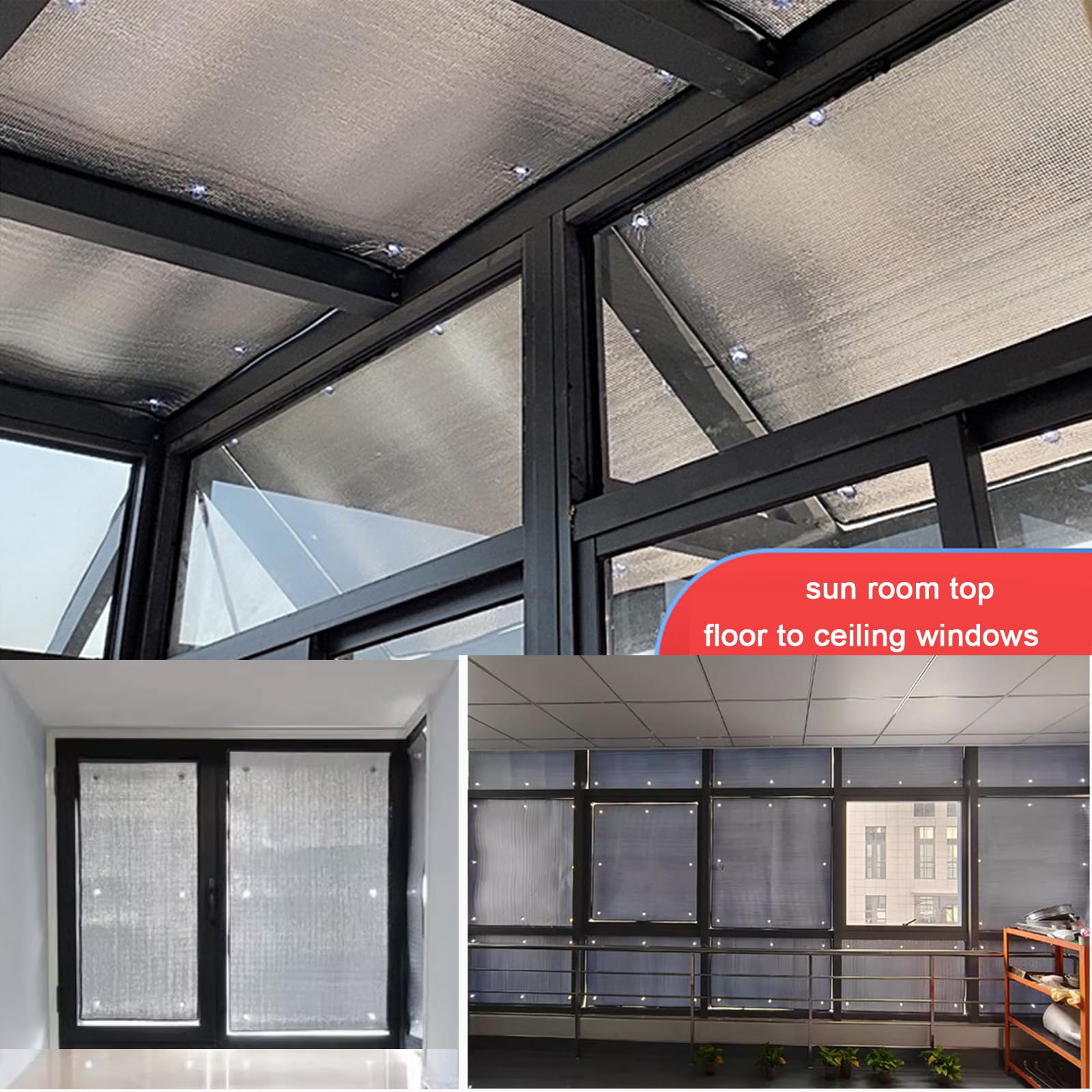 Aislamiento Película de Protección Solar,Película Reflectante para Ventana Control de Calor,Anti UV para el Hogar,Edificios,Película Aluminizada de 9 mm de Espesor (100x280cm/39 x110)
