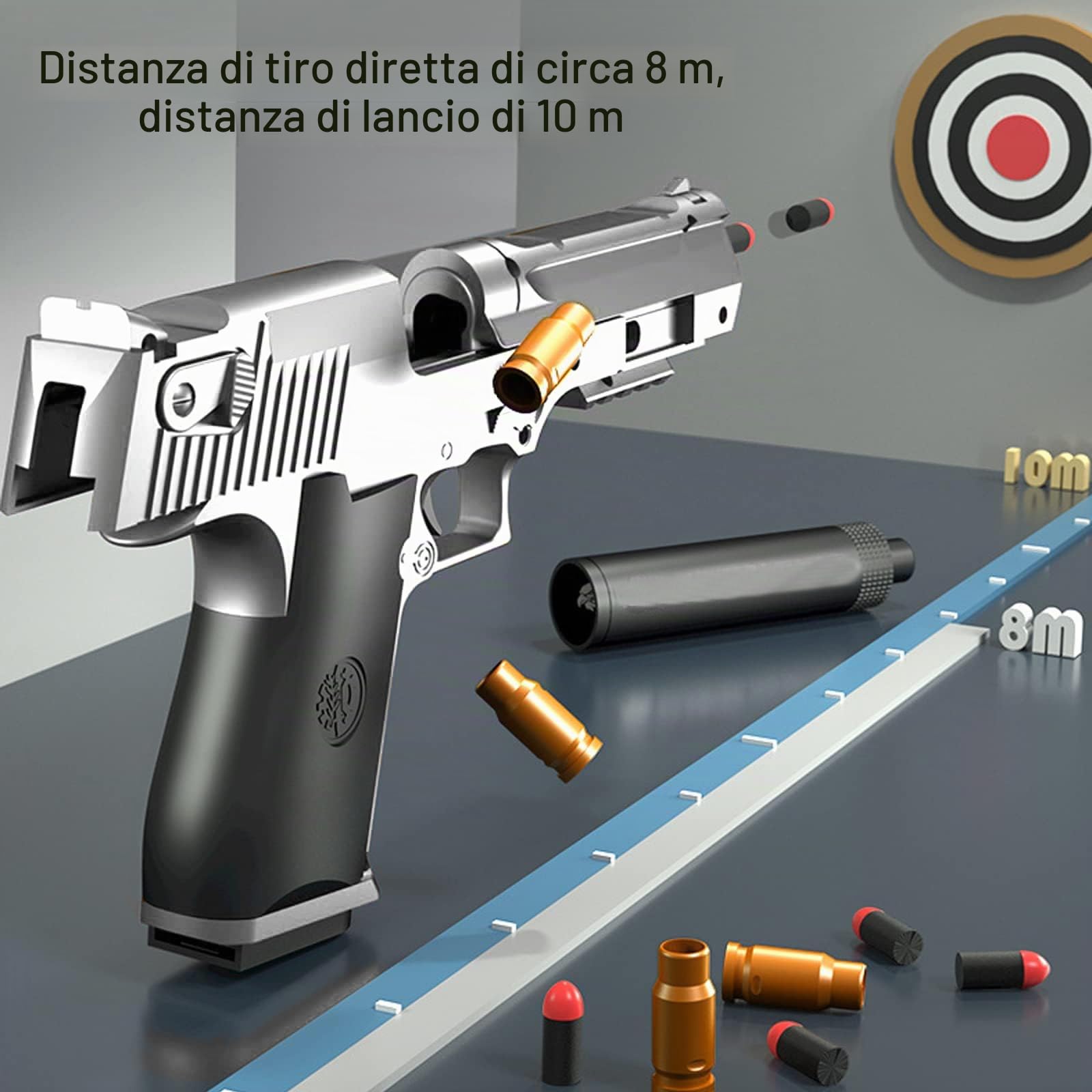 Bybykoi Pistola giocattolo M1911 per bambini, 1:1, pistola giocattolo in schiuma, pistola soft-bullet, modello a pistola per bambini