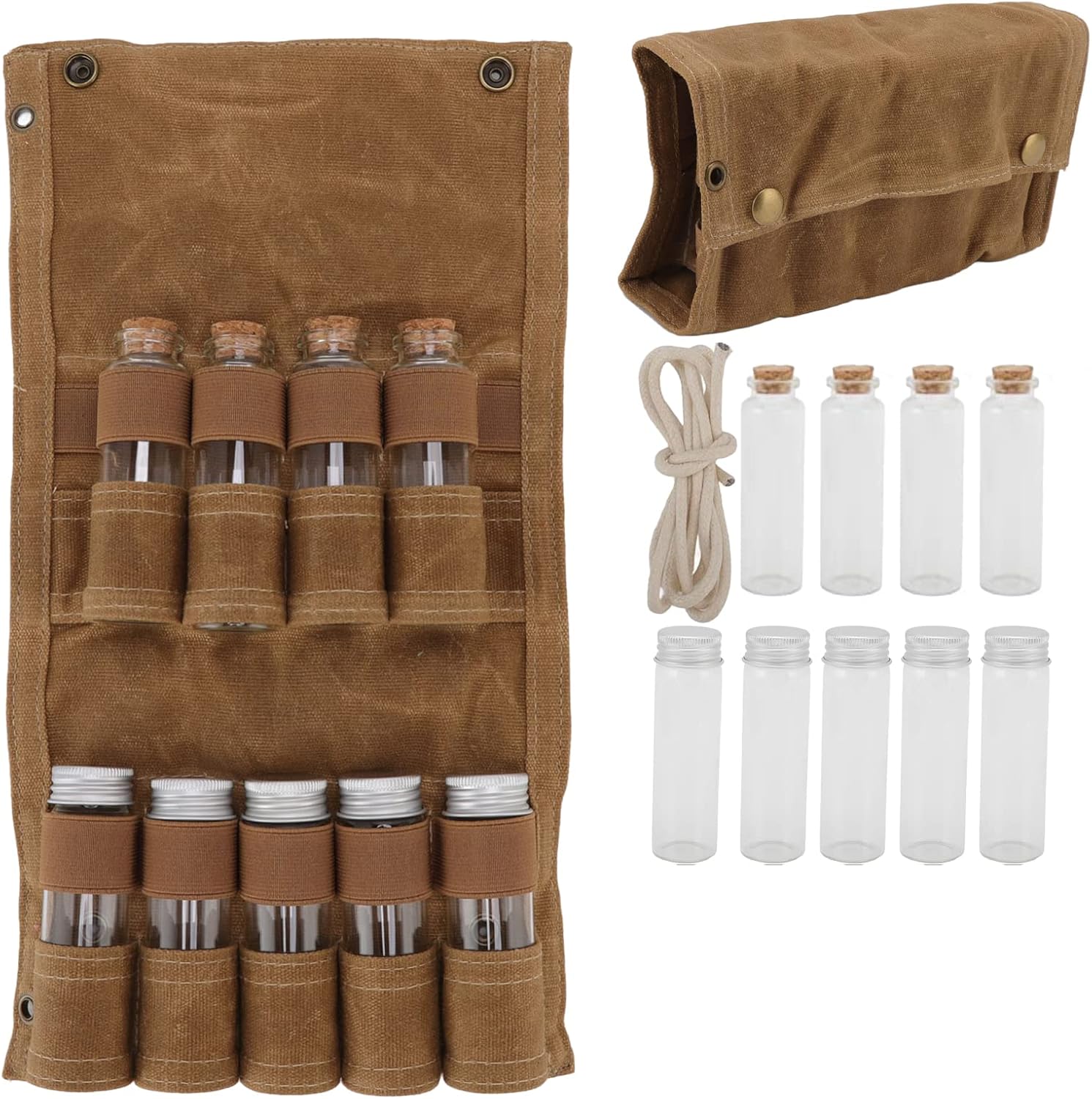 Camping Spice Kit, Portable Spice Bag for Travel, Canvas Travel Seasoning Container