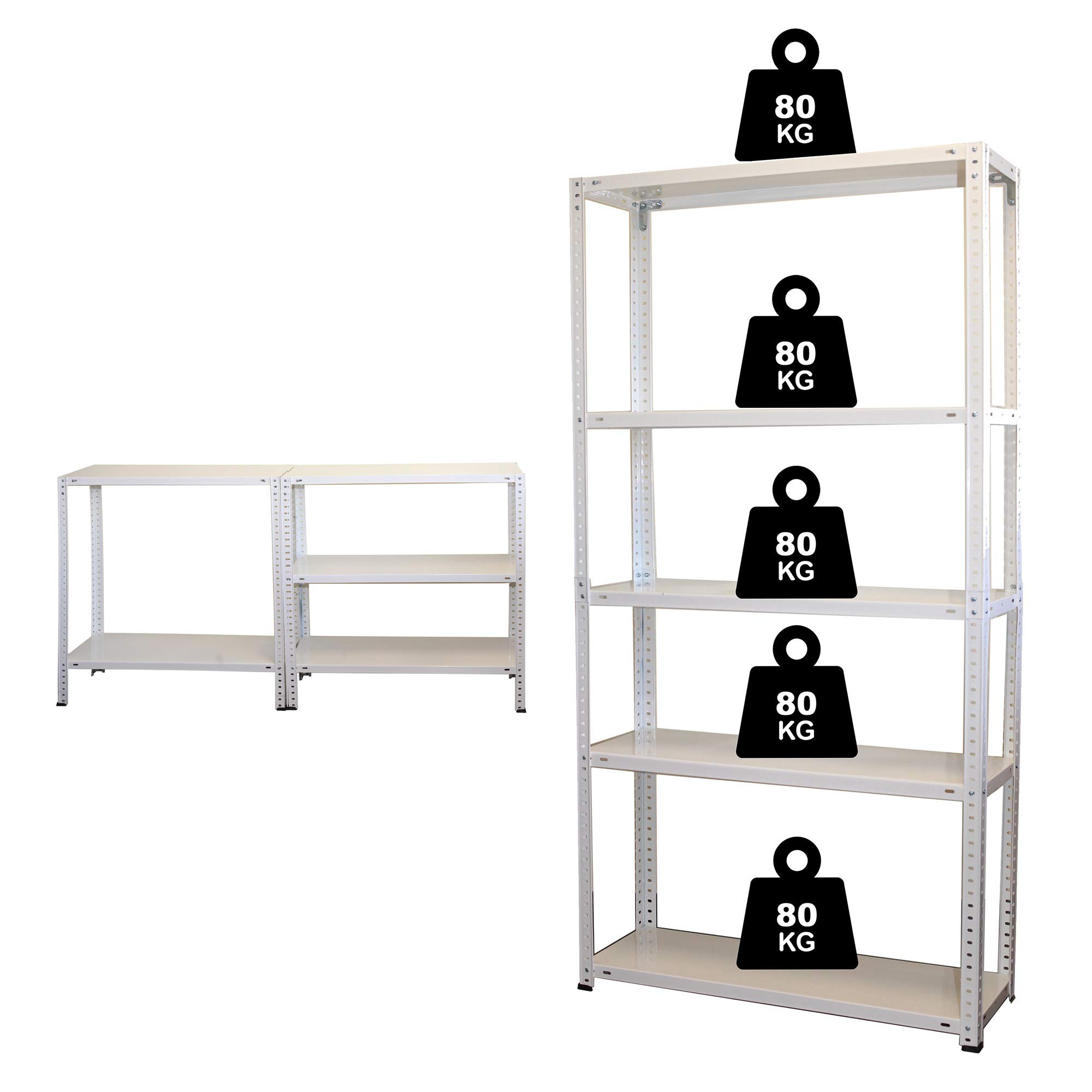 Nawa Kit Estantería Metálica 5 Baldas100% metálicas de Tornillos | Ordene tu sótano, trastero o Garaje con Estas prácticas y versátiles estanterías, Color Metal Galvanizado (180x90x30cm Galvanizada)
