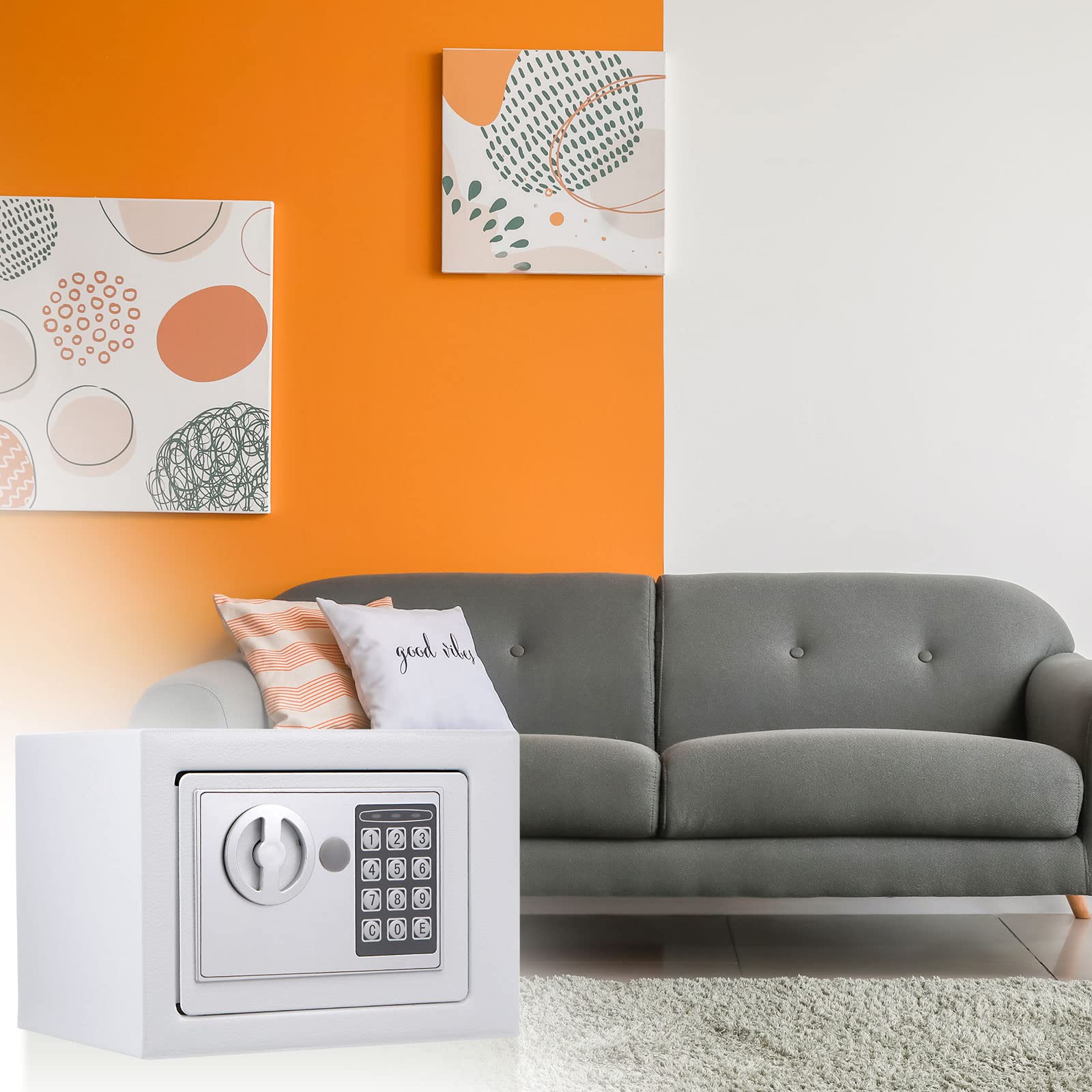 PATIKIL Cassetta Sicurezza Ignifuga Piccola Cassetta Sicurezza Domestica con Tastiera Digitale Elettronica per Uso Domestico Ufficio Viaggi Affari Bianco