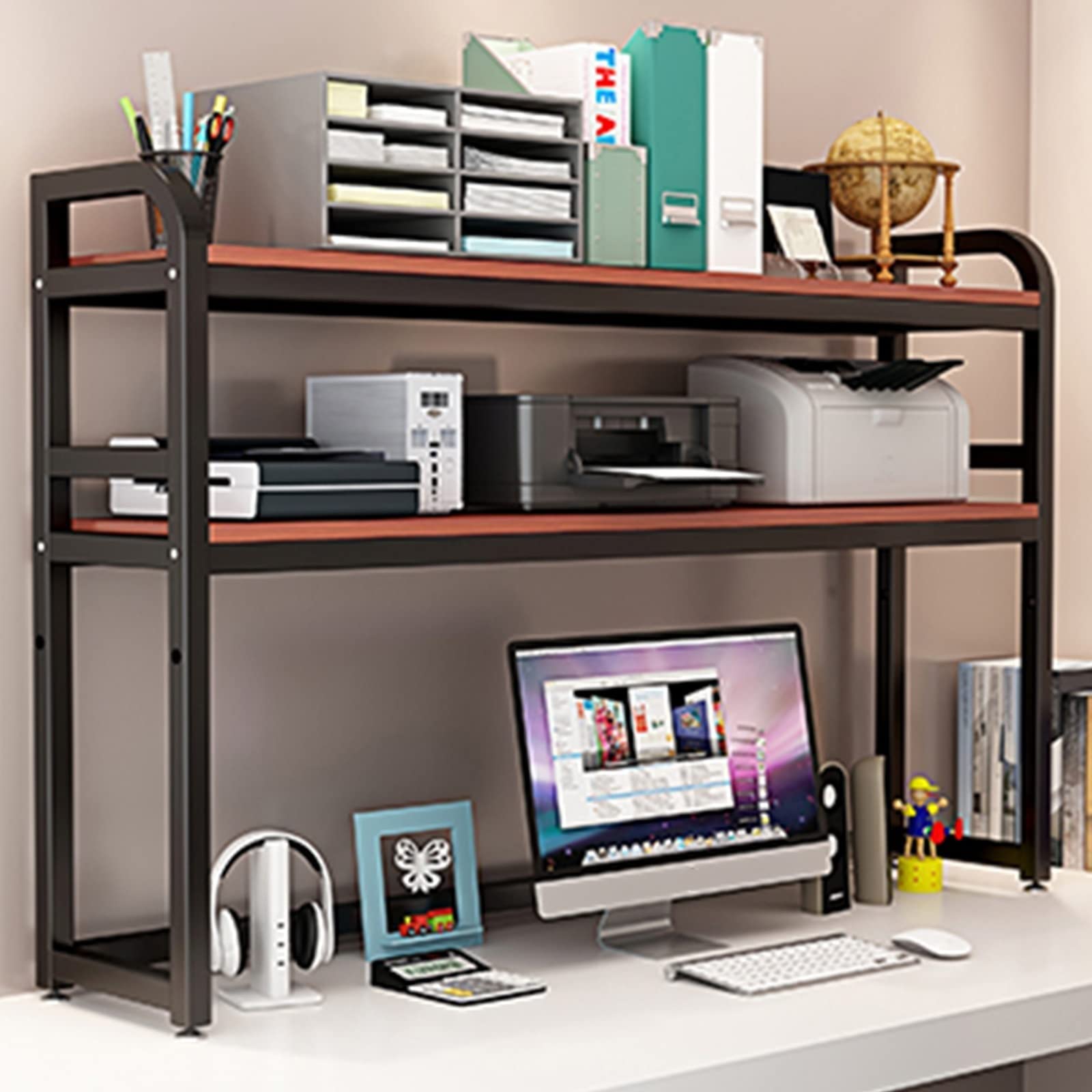 ASerZenith Desktop Organizer Bookshelf Storage Organizer - Desktop Display Shelf, 2 Tier Adjustable Desk Bookshelf, Desktop Bookcase