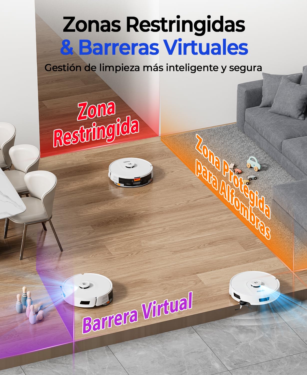 Redkey D8 Robot Aspirador y Fregasuelos, 25000Pa Aspirador Robot con Base, 4L Auto-Vaciado, Anti-Enredo de Cabello, Navegación LiDAR, Ideal para Alfombras y Pelos de Mascotas, Voz y aplicación