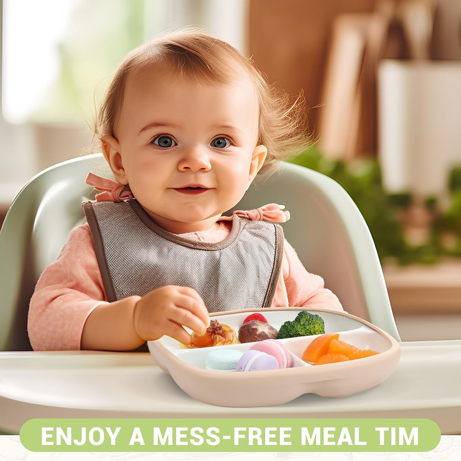 Domensi 3 Sets Kids Porcelain Plates with Silicone Sleeves Toddler Divided Porcelain Plate Baby Ceramic Dishes Snack Container for Kid Toddler Baby Feeding Microwave Dishwasher Safe(Classic Color)