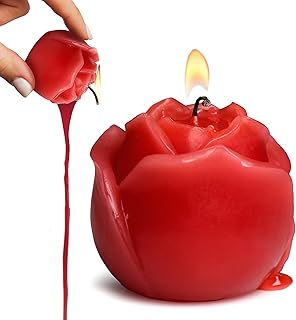 Flaming Rose Drip Candle for Wellness and Relaxation & Romantic Candle Massage. Low Melting Point. Unscented Paraffin Body Wax. Perfect Spa Gift for Self-Care. 1 Piece, Red.