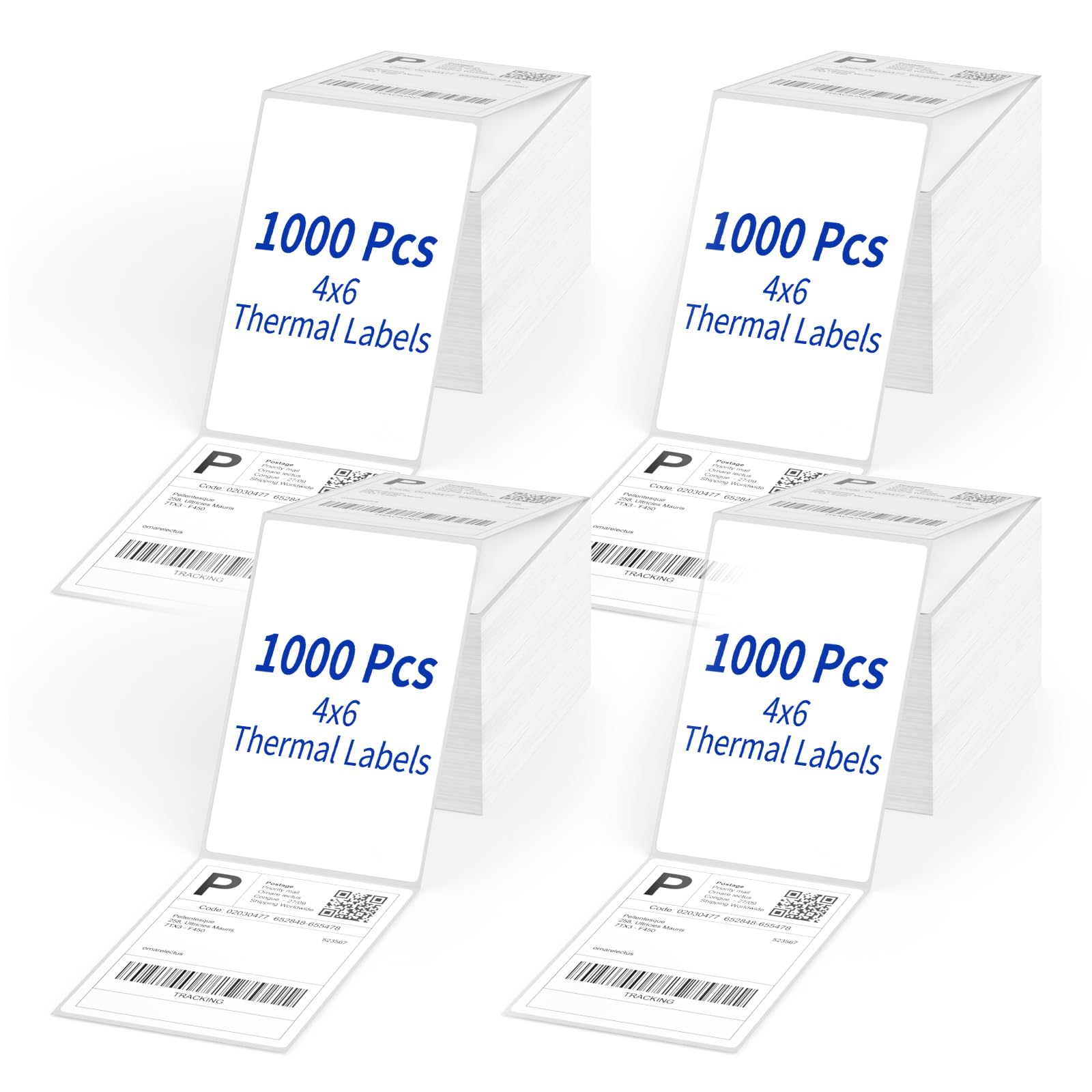 4" x 6" Direct Thermal Labels,4000 Fanfold Shipping Labels with Perforated line for Zebra & Rollo Printer,Thermal Printer Label 4x6,Permanent Adhesive