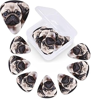 Puppys pug print Guitar Picks 12 Pack Personalized Guitar Picks with Storage Box Guitar Accessories for Ukulele Electric Acoustic Guitars Bass