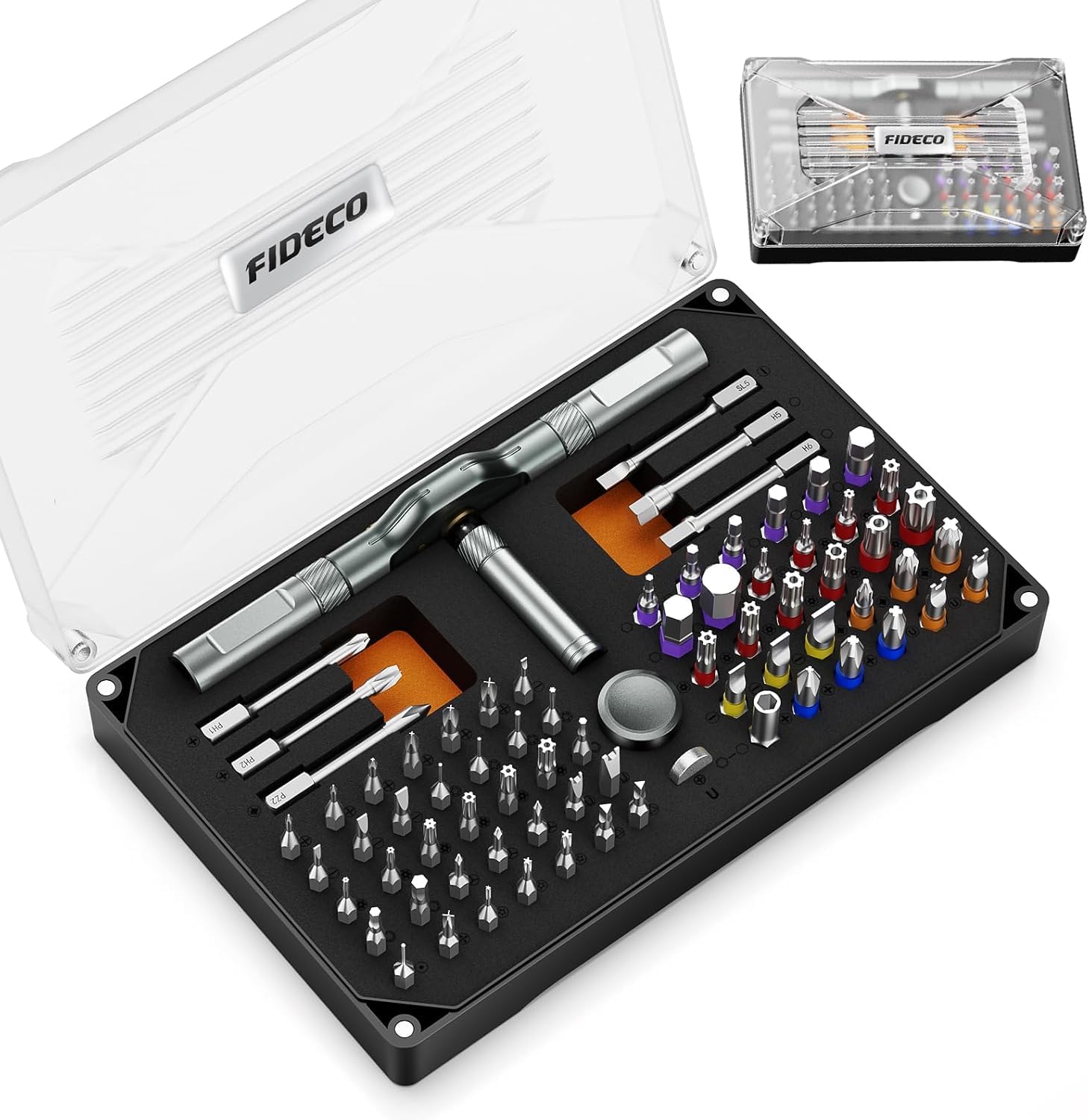 FIDECO 74 in 1 磁気ラチェットドライバーセット マルチビット DIY ドライバーセット 収納ケース付き 修理ツールキット